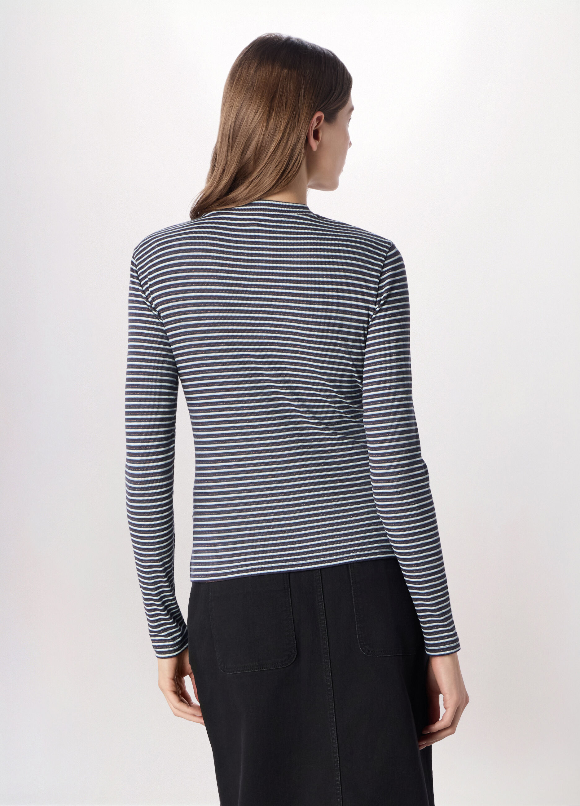 T-shirt in costina di misto viscosa donna_1