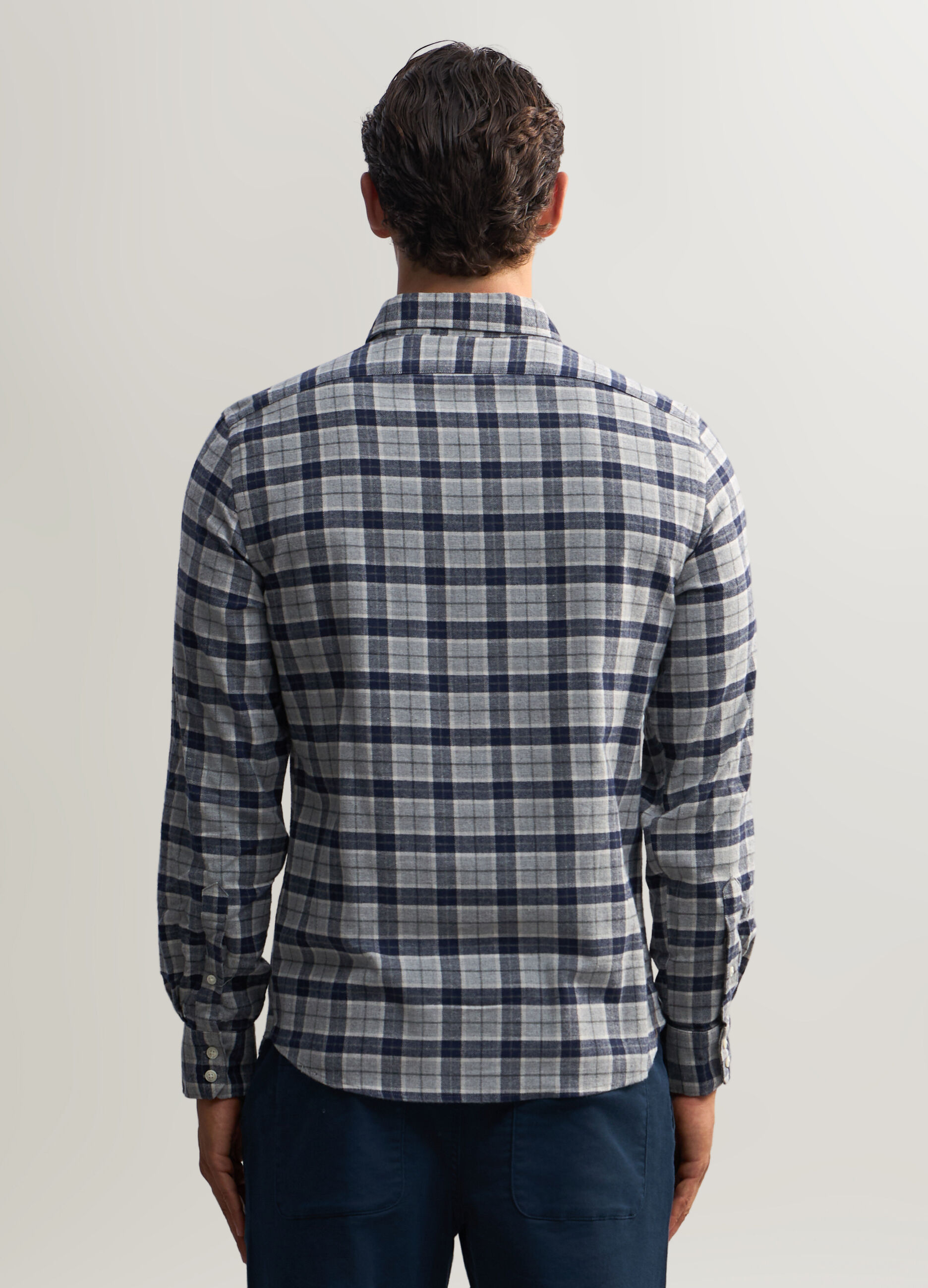 Camicia a quadri in flanella di cotone uomo_1