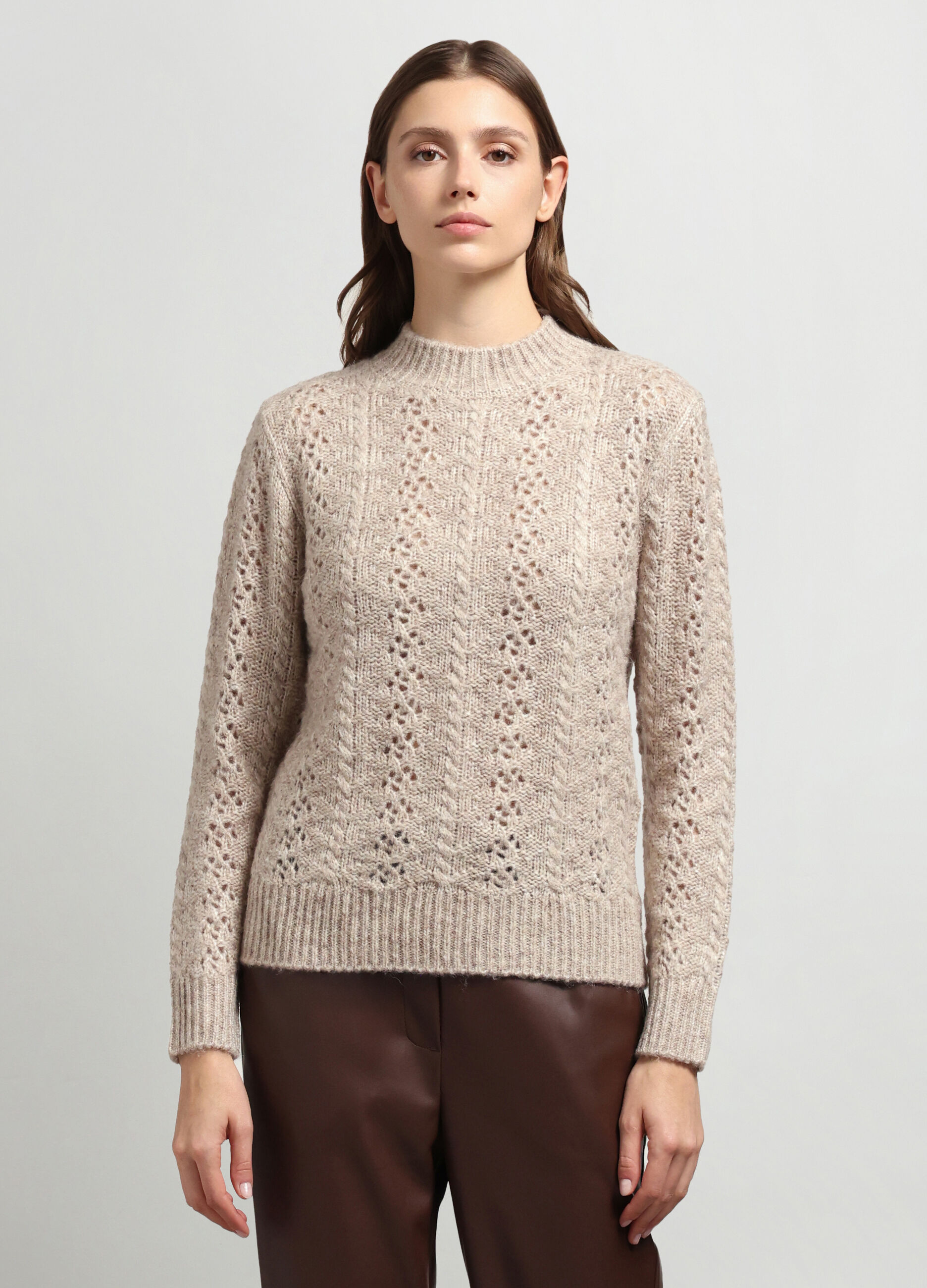 Pullover tricot in misto lana di alpaca donna_0
