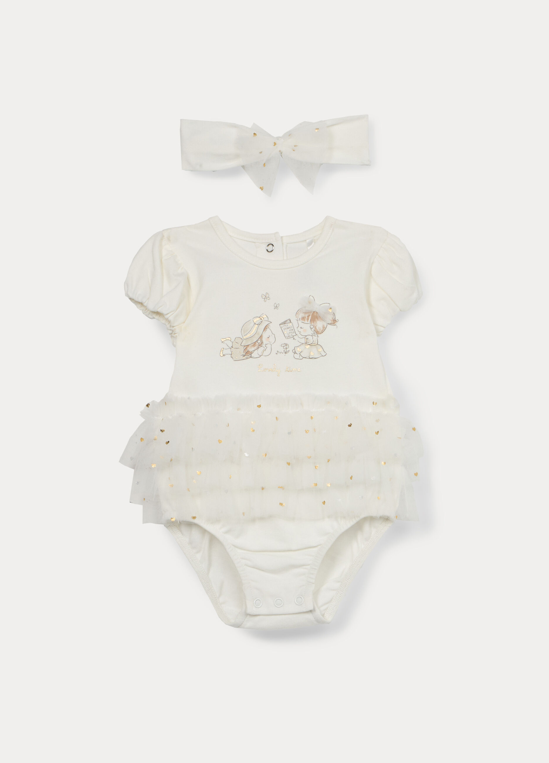 Body con gonna + fascetta in jersey di cotone stretch neonata_0