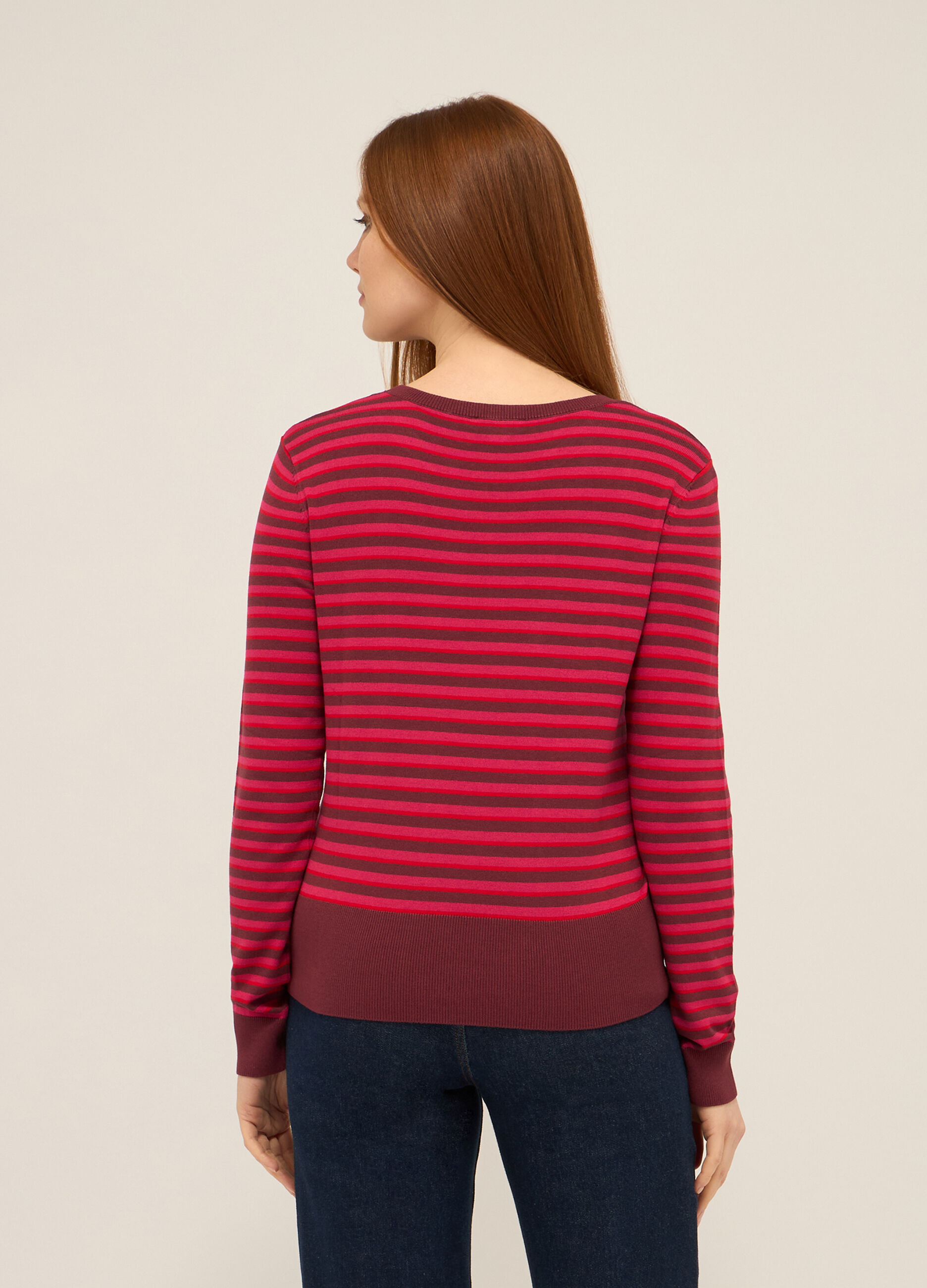 T-shirt misto viscosa con motivo a righe donna_1