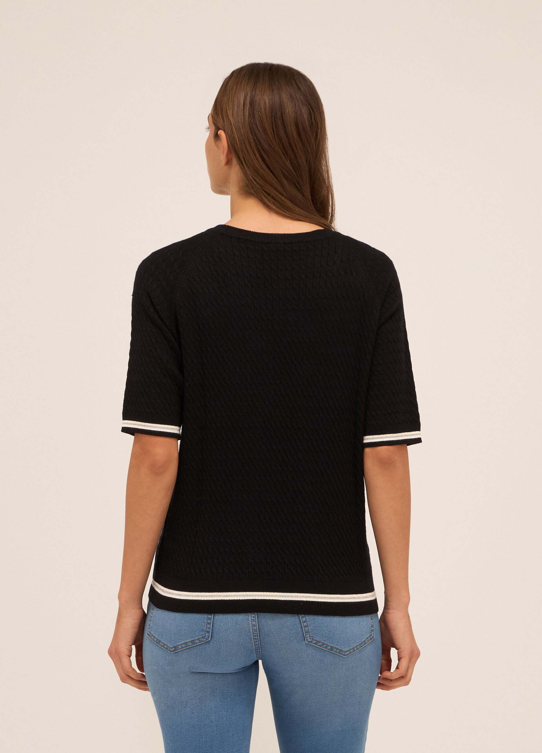 Tricot misto viscosa a maniche corte donna_1