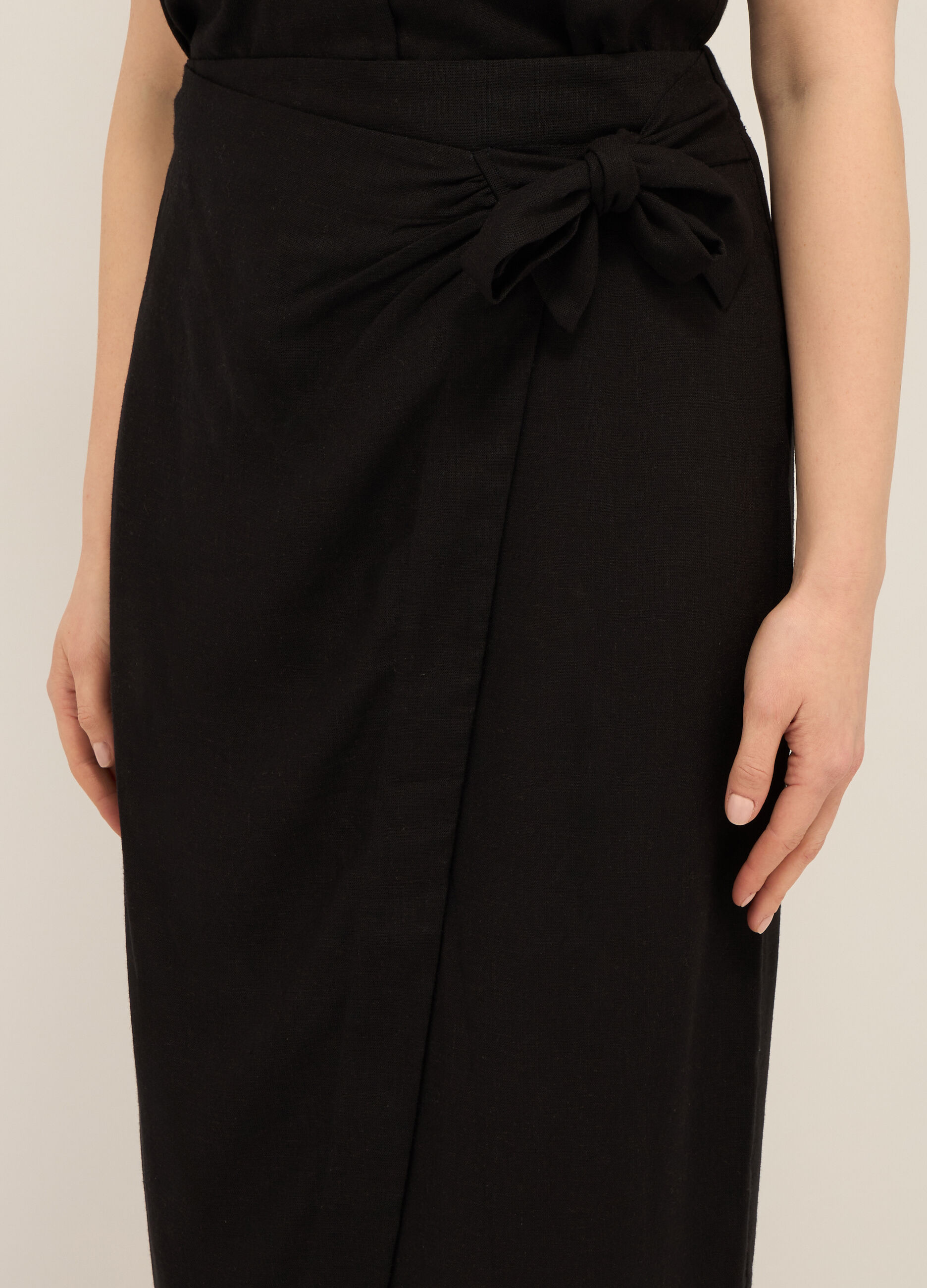 Gonna a portafoglio misto lino donna_2