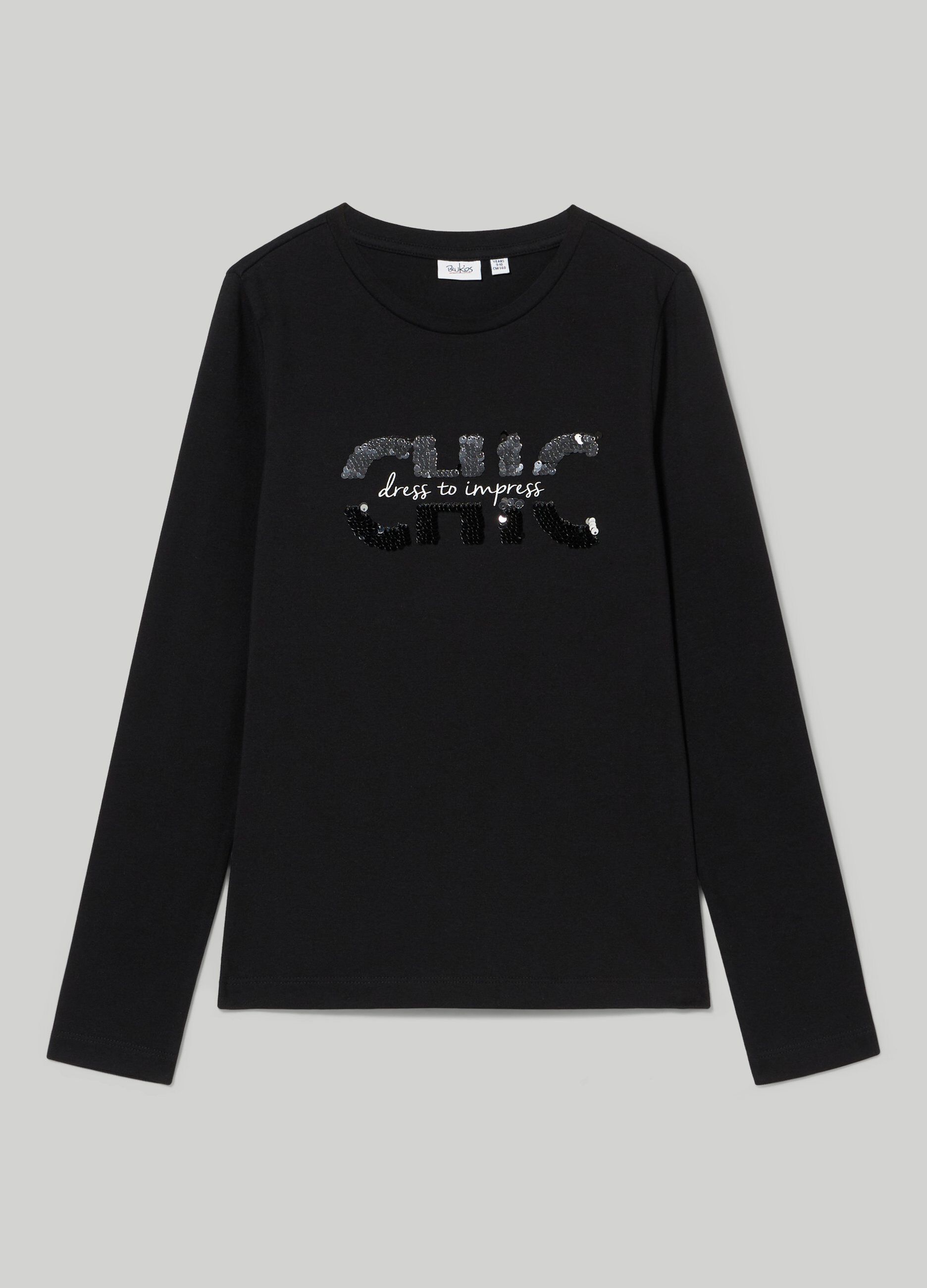 T shirt a manica lunga con paillettes reversibili ragazza