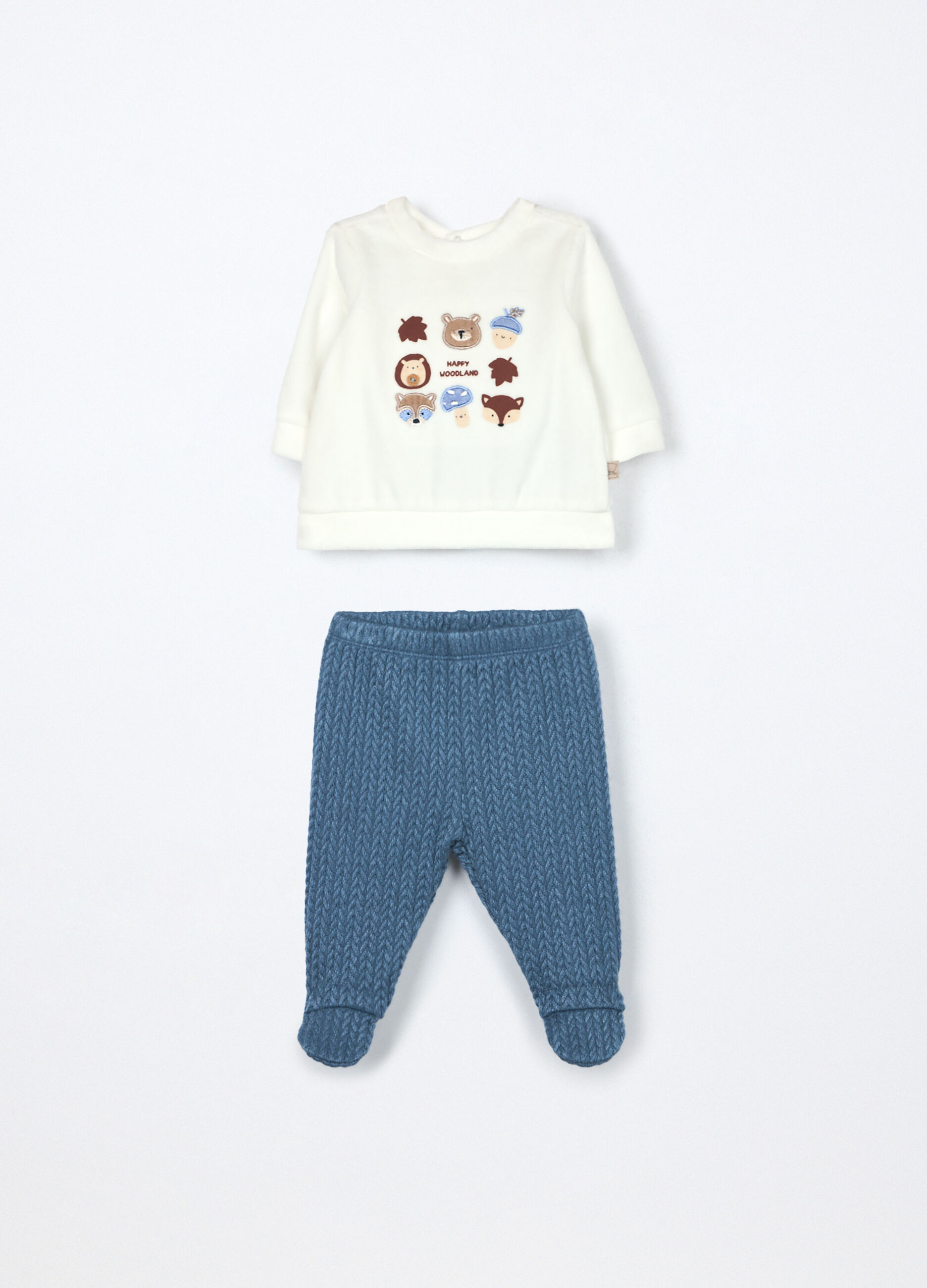 Set in velour di misto cotone neonato_0