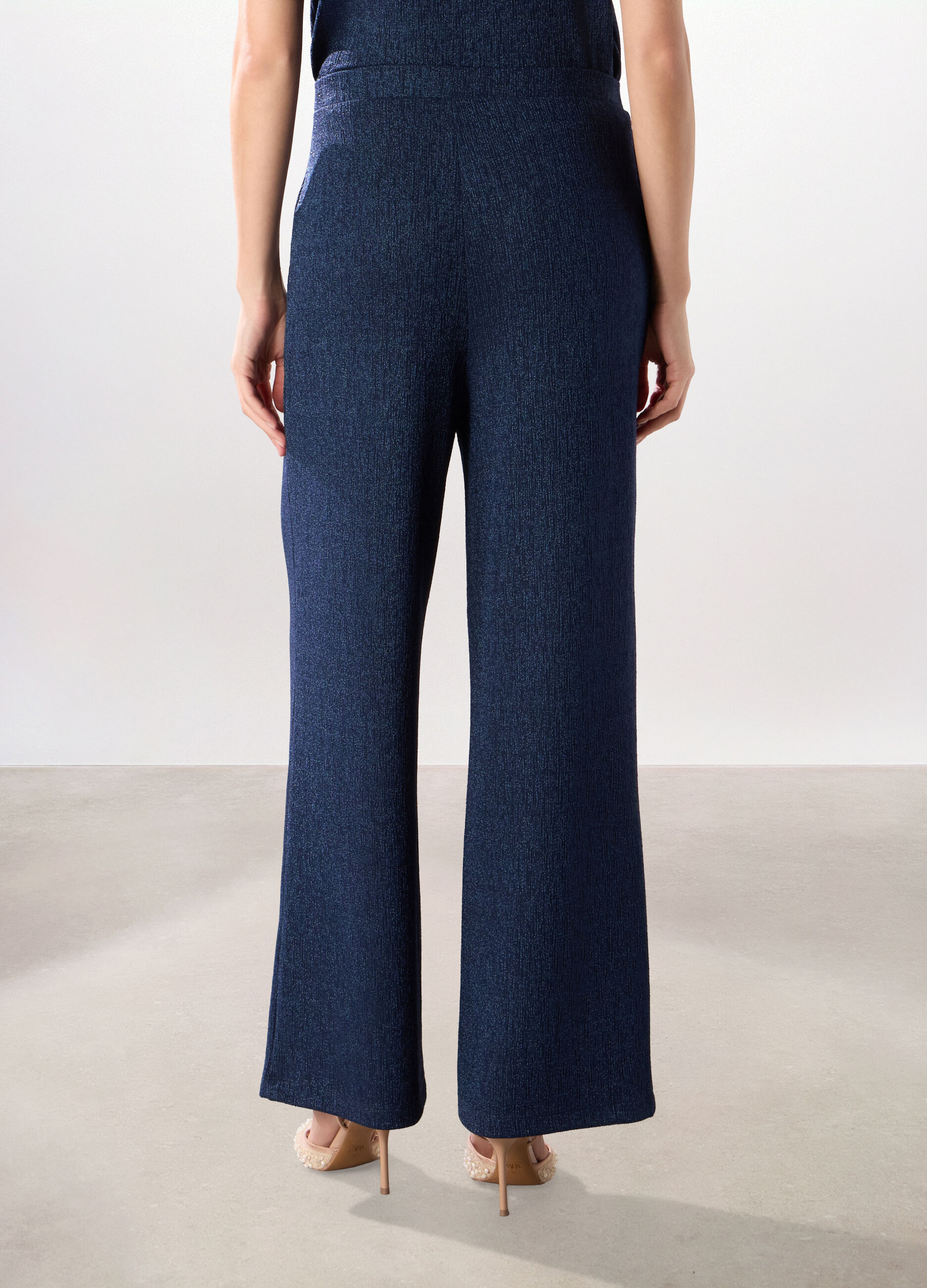 Pantalone palazzo in crinkle e di filo lurex donna_1