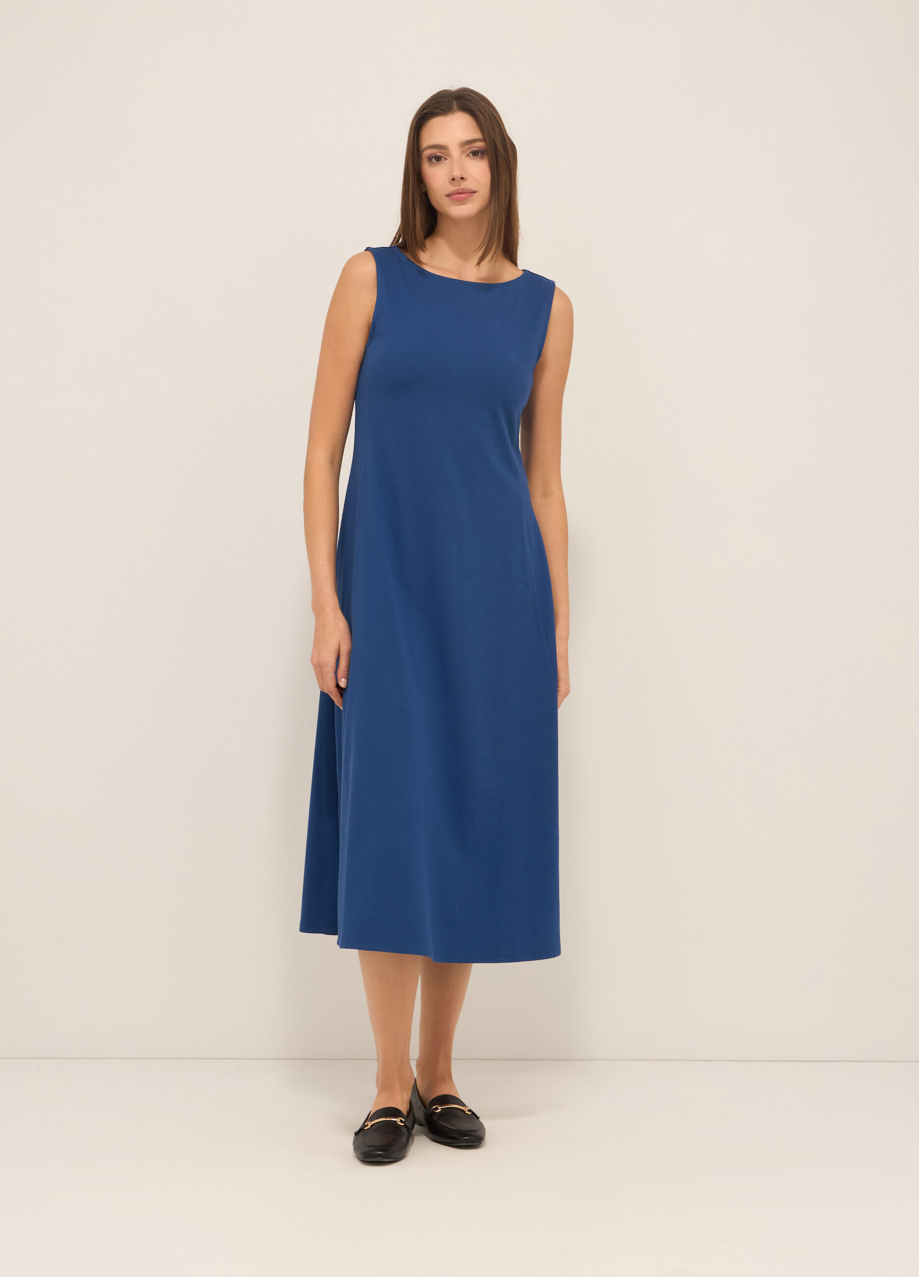 Abito lungo in jersey di cotone stretch donna_0