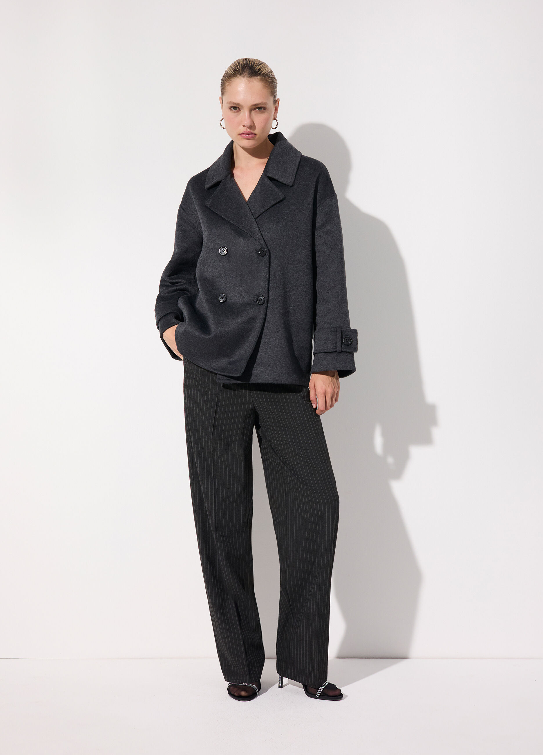 Cappotto corto doppiopetto in misto lana donna_0