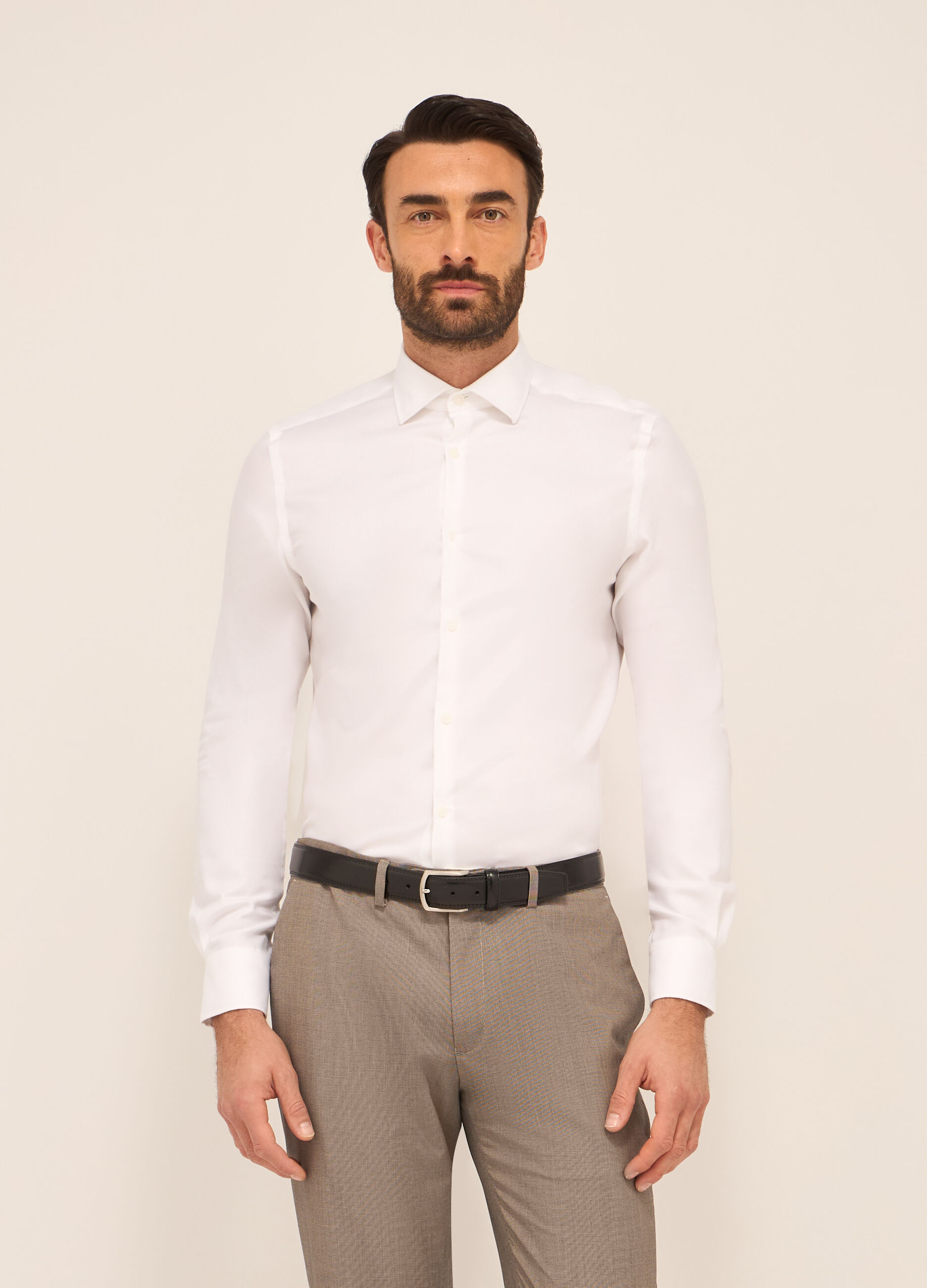 Camicia slim fit in puro cotone uomo_0