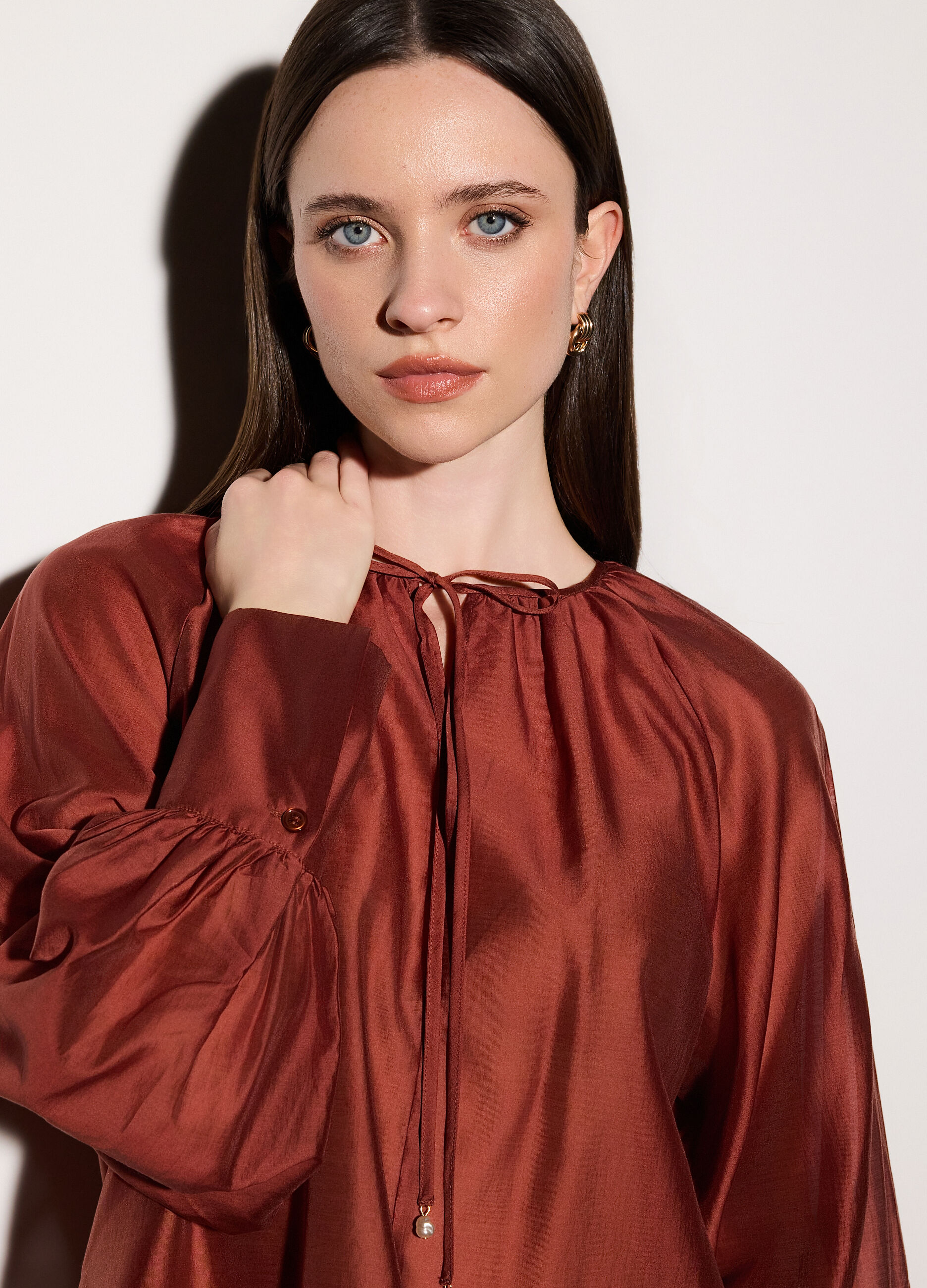 Blusa in mista lyocell donna_3