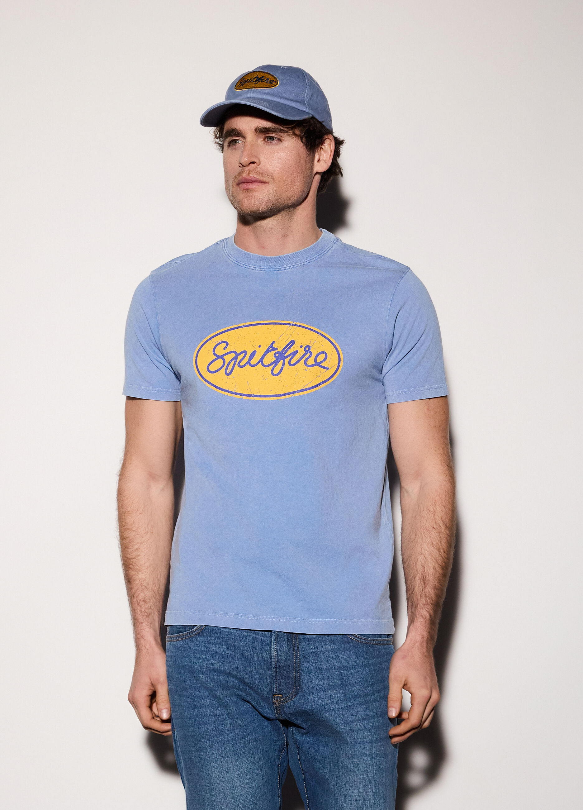 T-shirt in jersey di cotone con stampa uomo_0