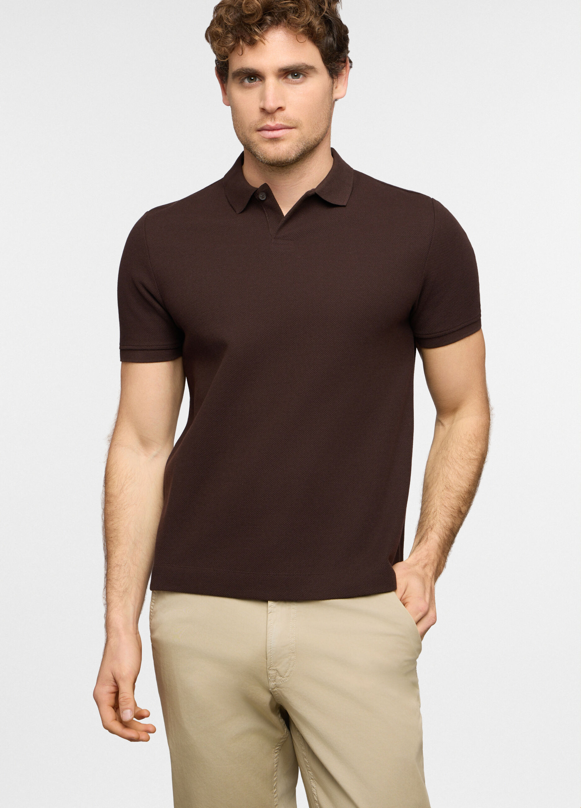 Polo maniche corte in cotone a maglia uomo_0