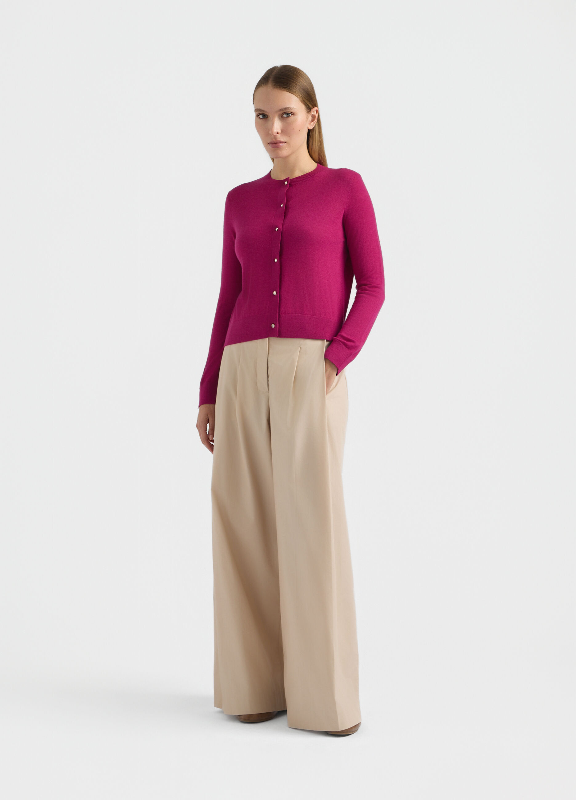 Cardigan girocollo rasato donna_0