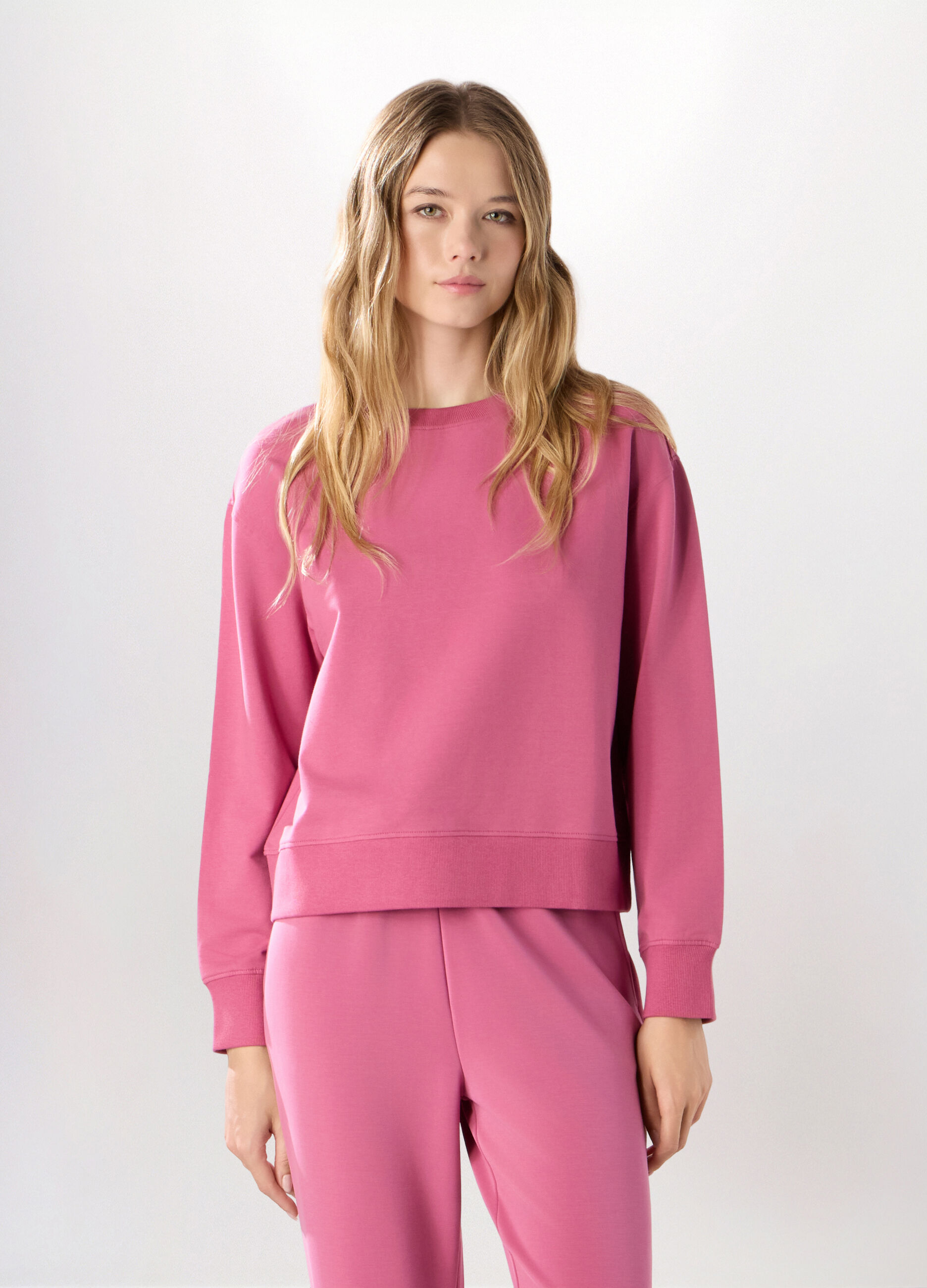 Felpa in french terry di cotone stretch donna_0