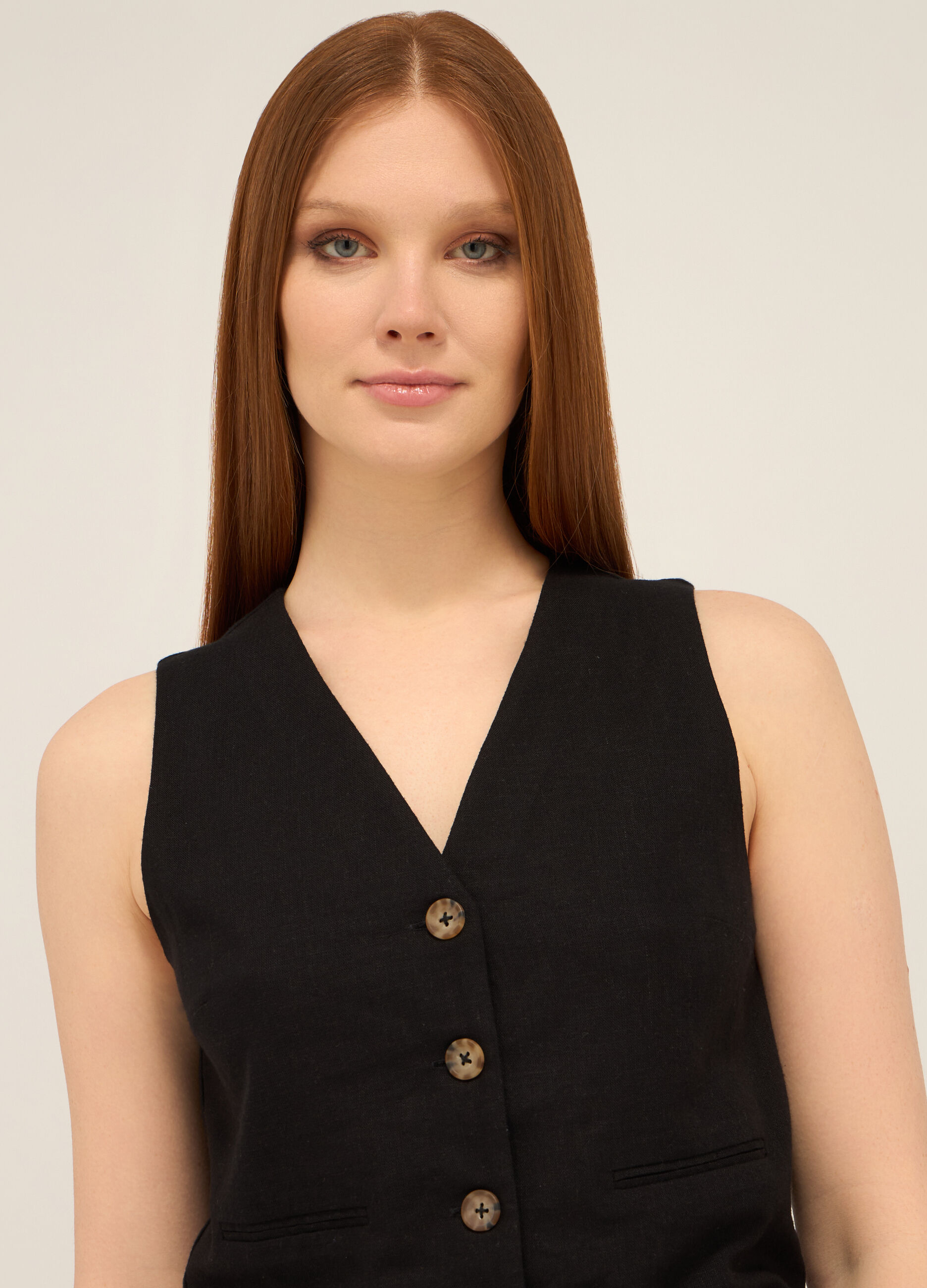 Gilet misto lino donna_2