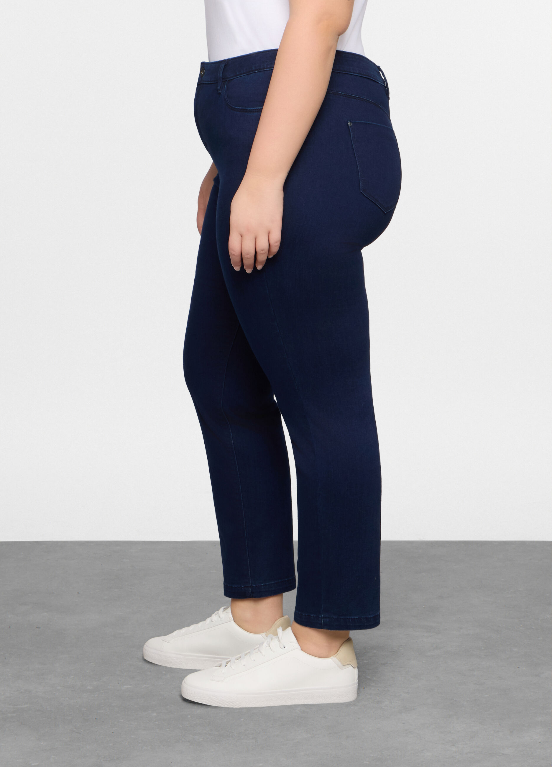 Pantaloni regular fit in stretch denim donna curvy_1