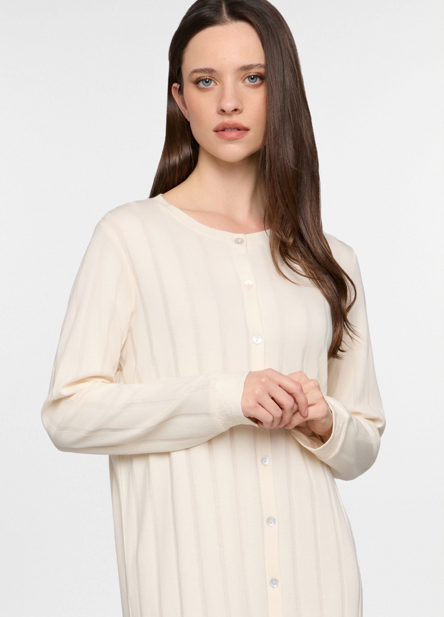 Camicia da notte in costina stretch donna_2