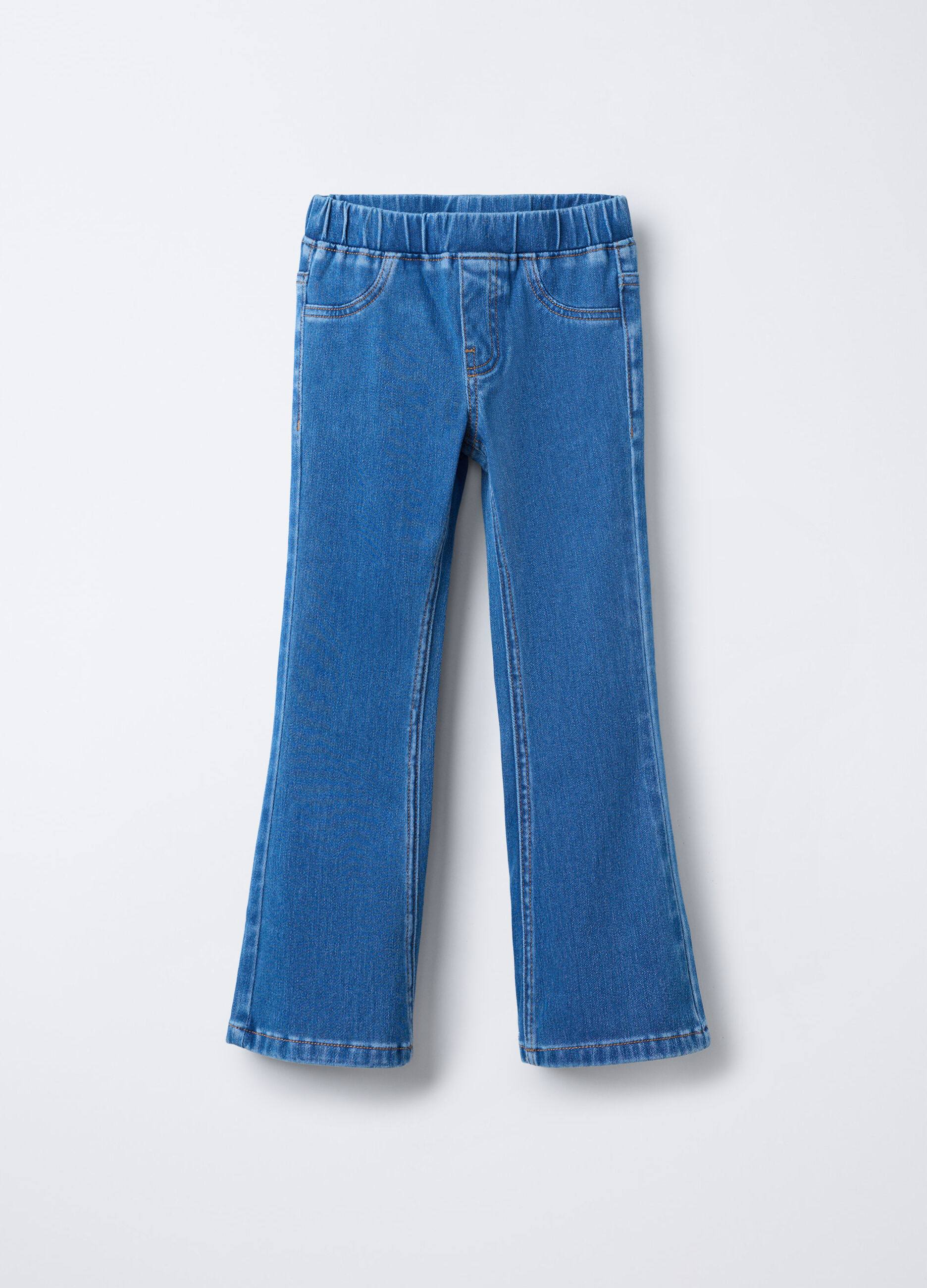 Jeggings misto cotone garzato stretch Flare Fit bambina_0