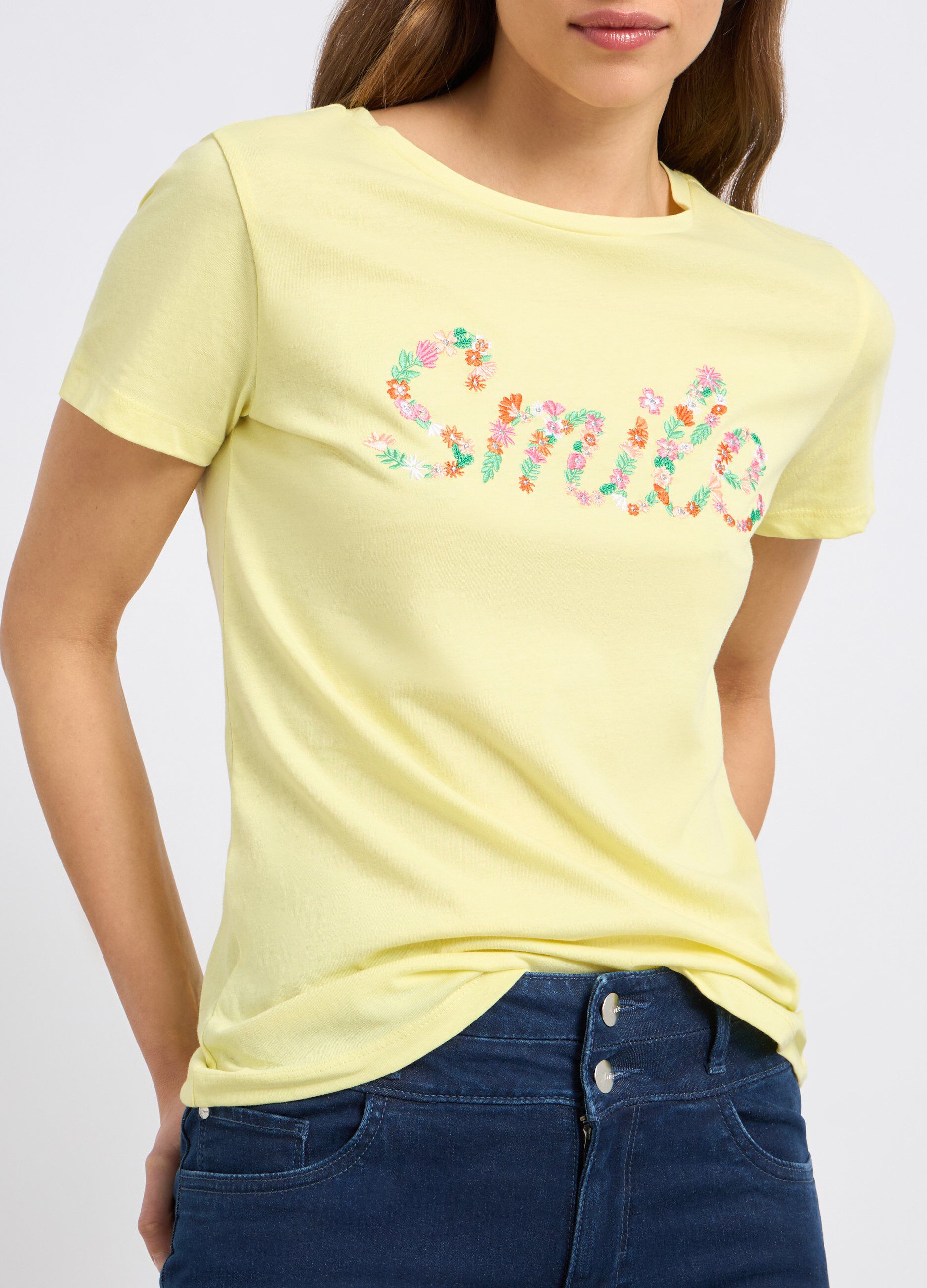 T-shirt in puro cotone con ricamo donna_2