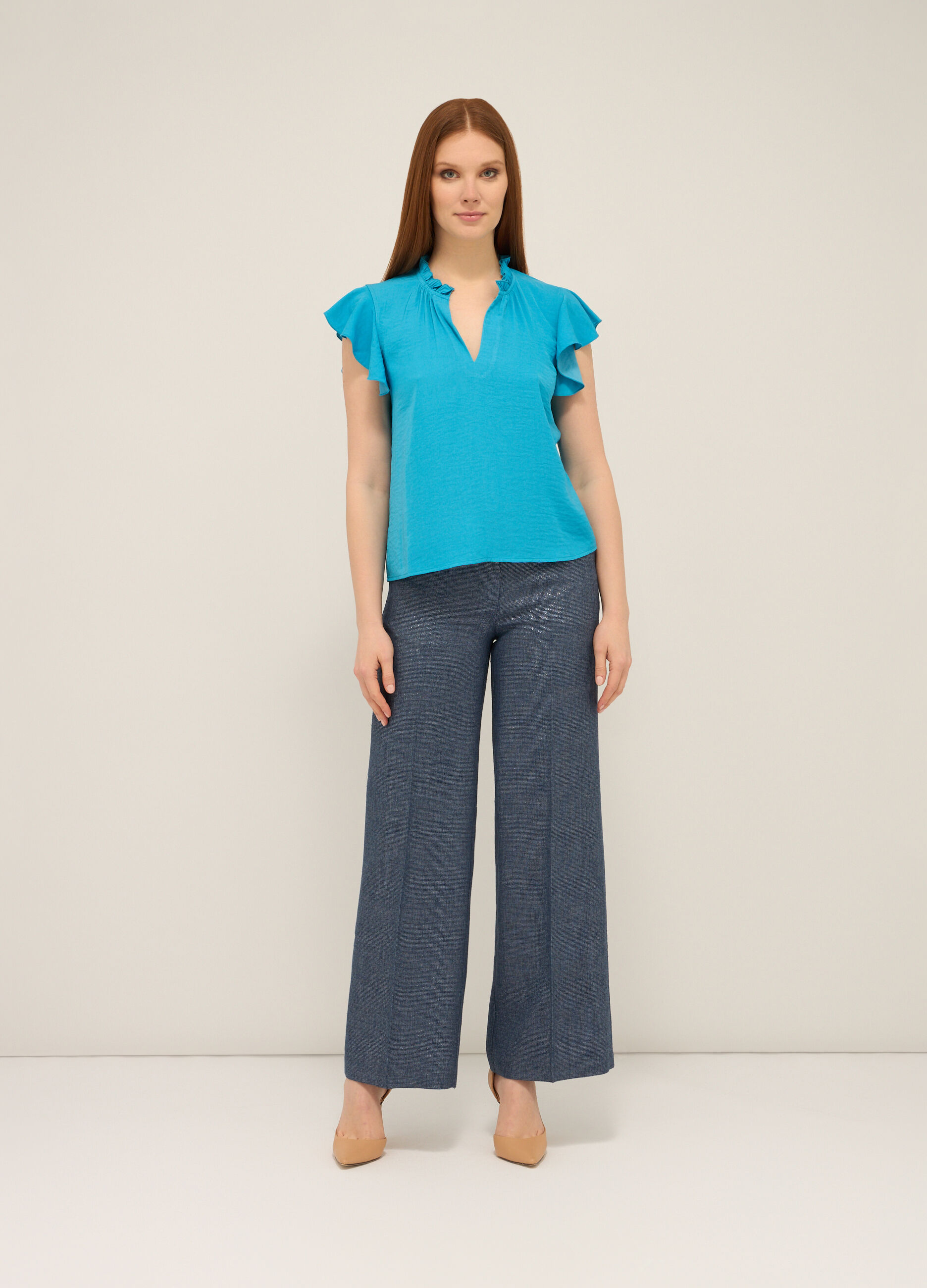 Pantaloni palazzo misto lino donna_0