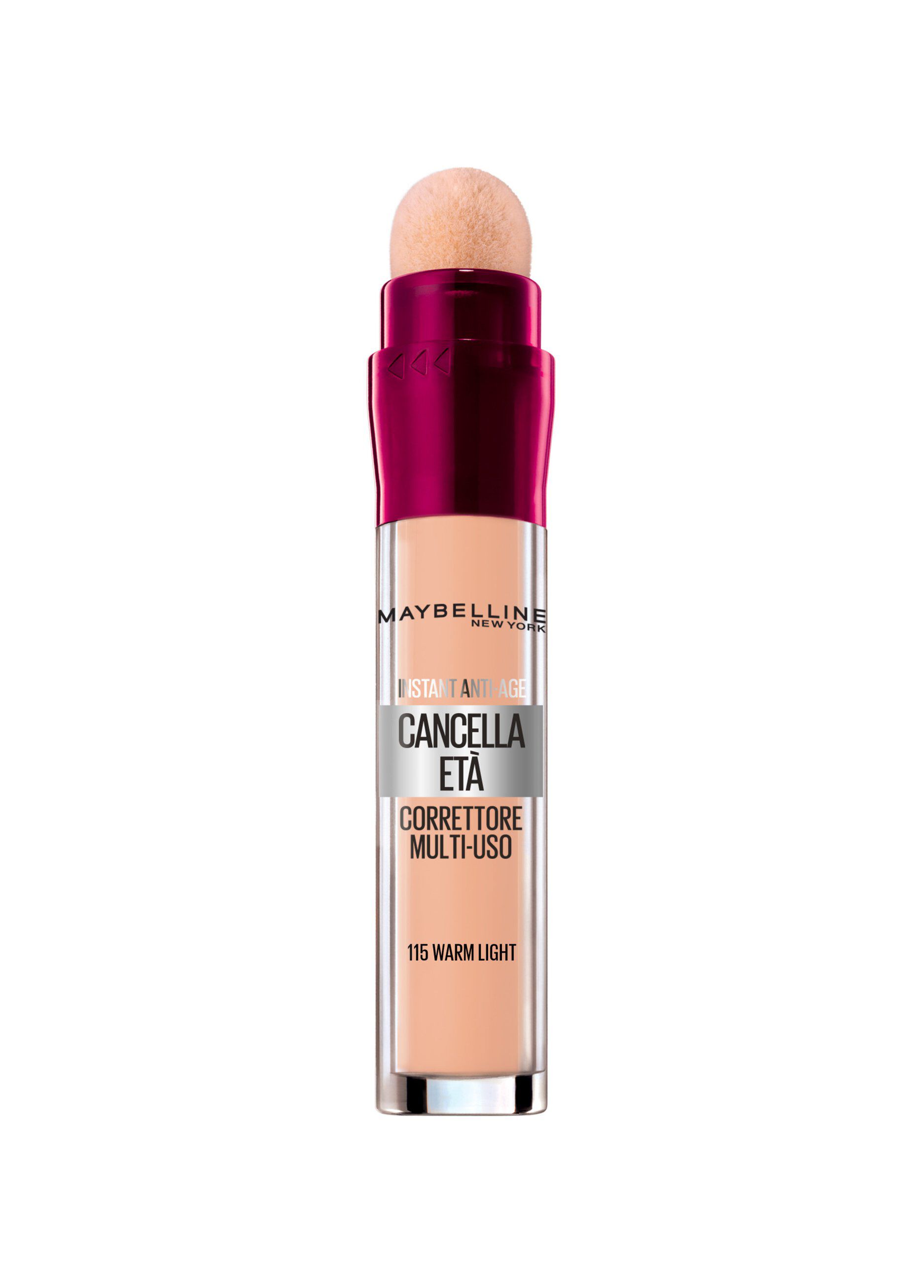 Maybelline New York Correttore Liquido Il Cancella Età, con Bacche di Goji e Haloxyl, Copre Occhiaie e Piccole Rughe, 115 Warm Light, 6.8 ml.