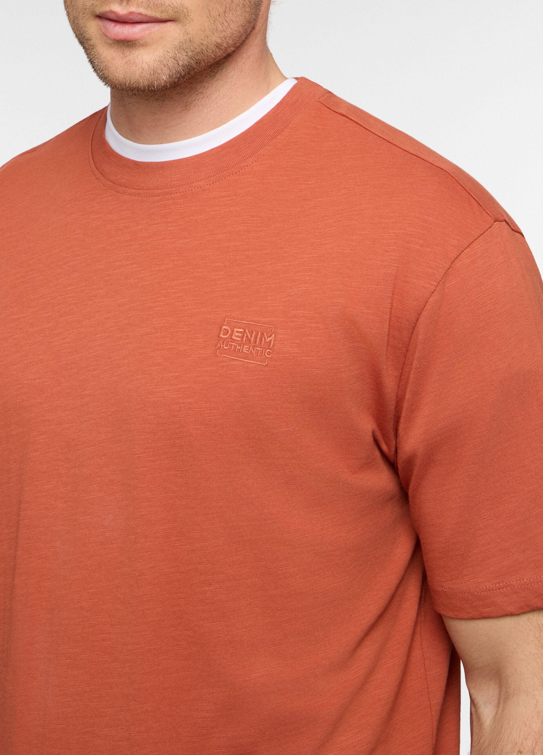 T-shirt girocollo in cotone fiammato uomo_2