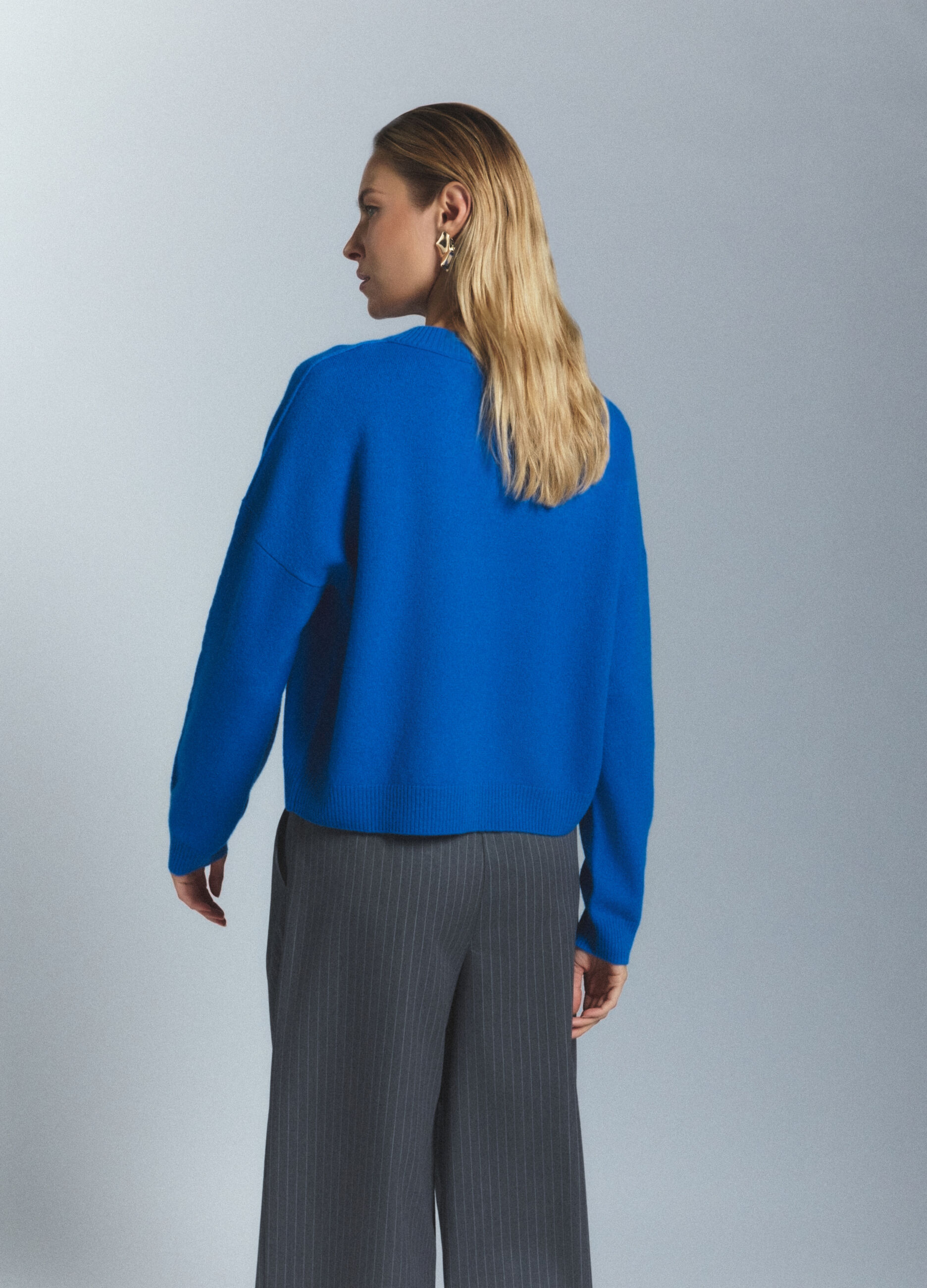 Cardigan girocollo rasato donna_2