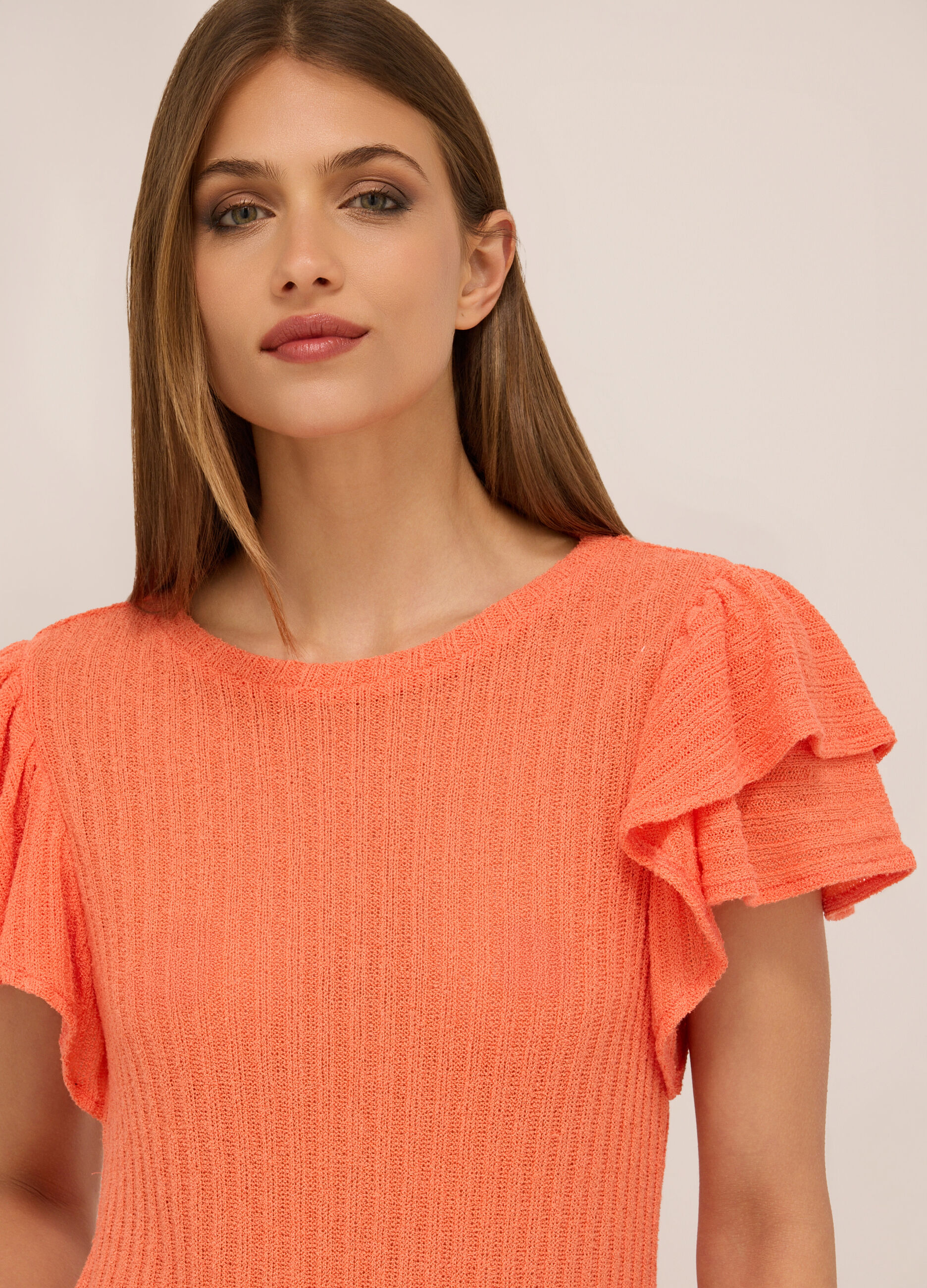 T-shirt in costina con rouches donna_2