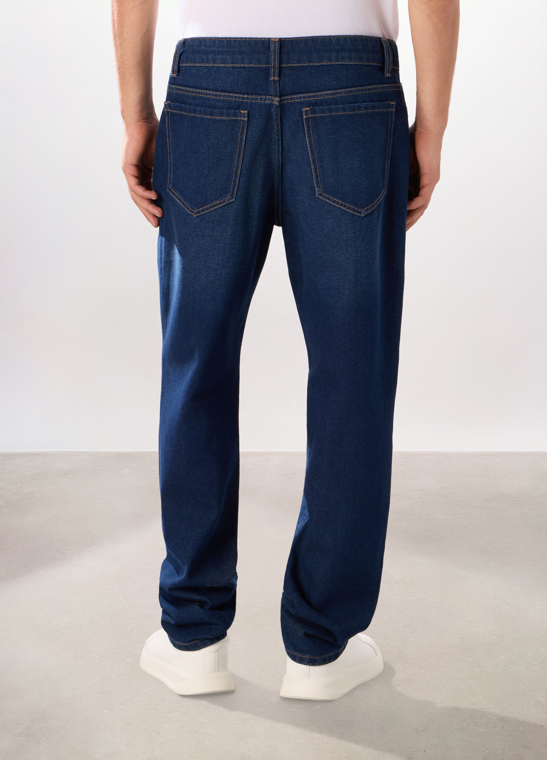 Jeans 5 tasche regular in cotone e lyocell uomo_2