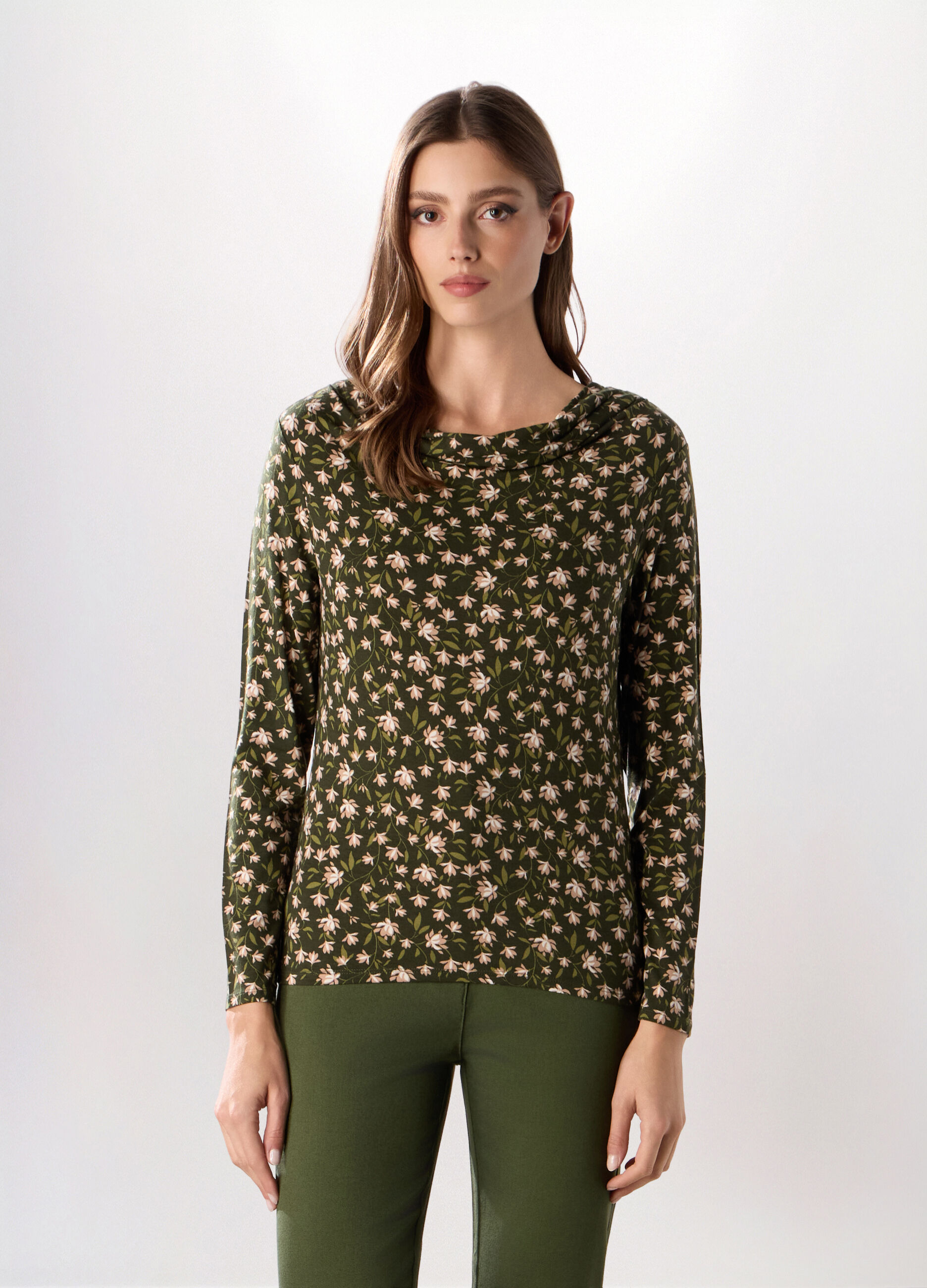 T-shirt in jersey di viscosa stretch donna _0