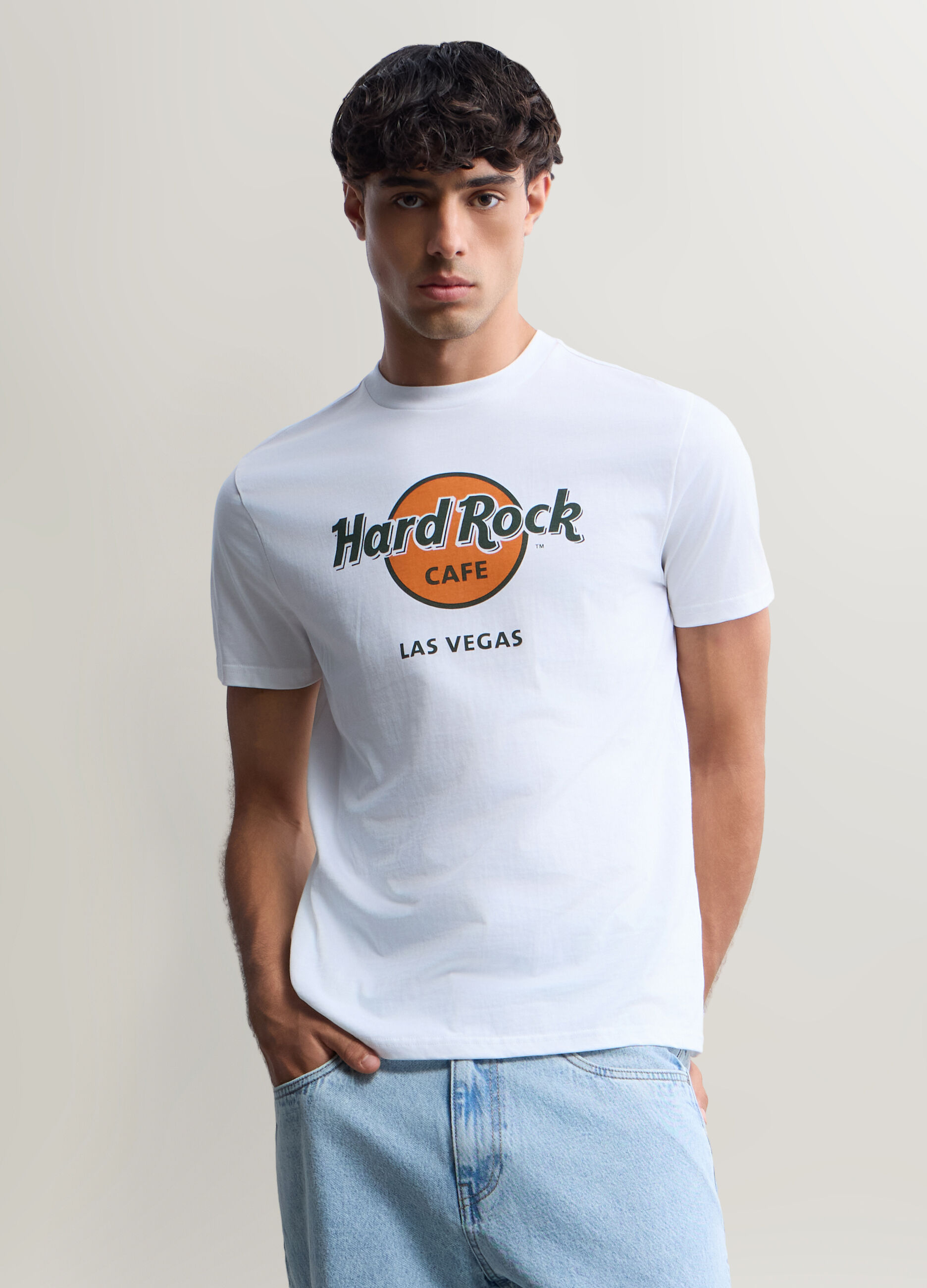 T-shirt girocollo in cotone con stampa Hard Rock Cafe uomo_0