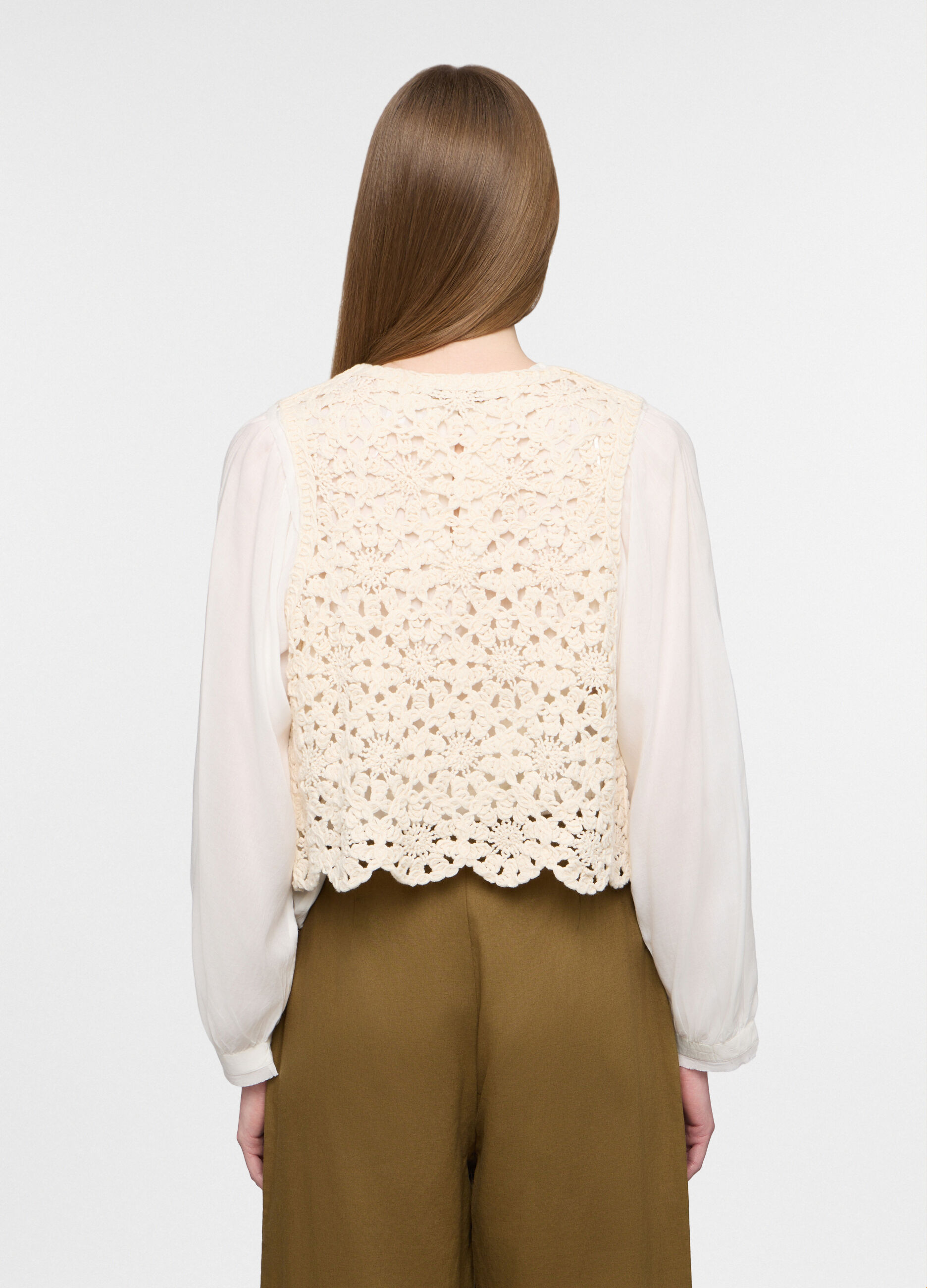 Gilet jaquard in puro cotone donna_1