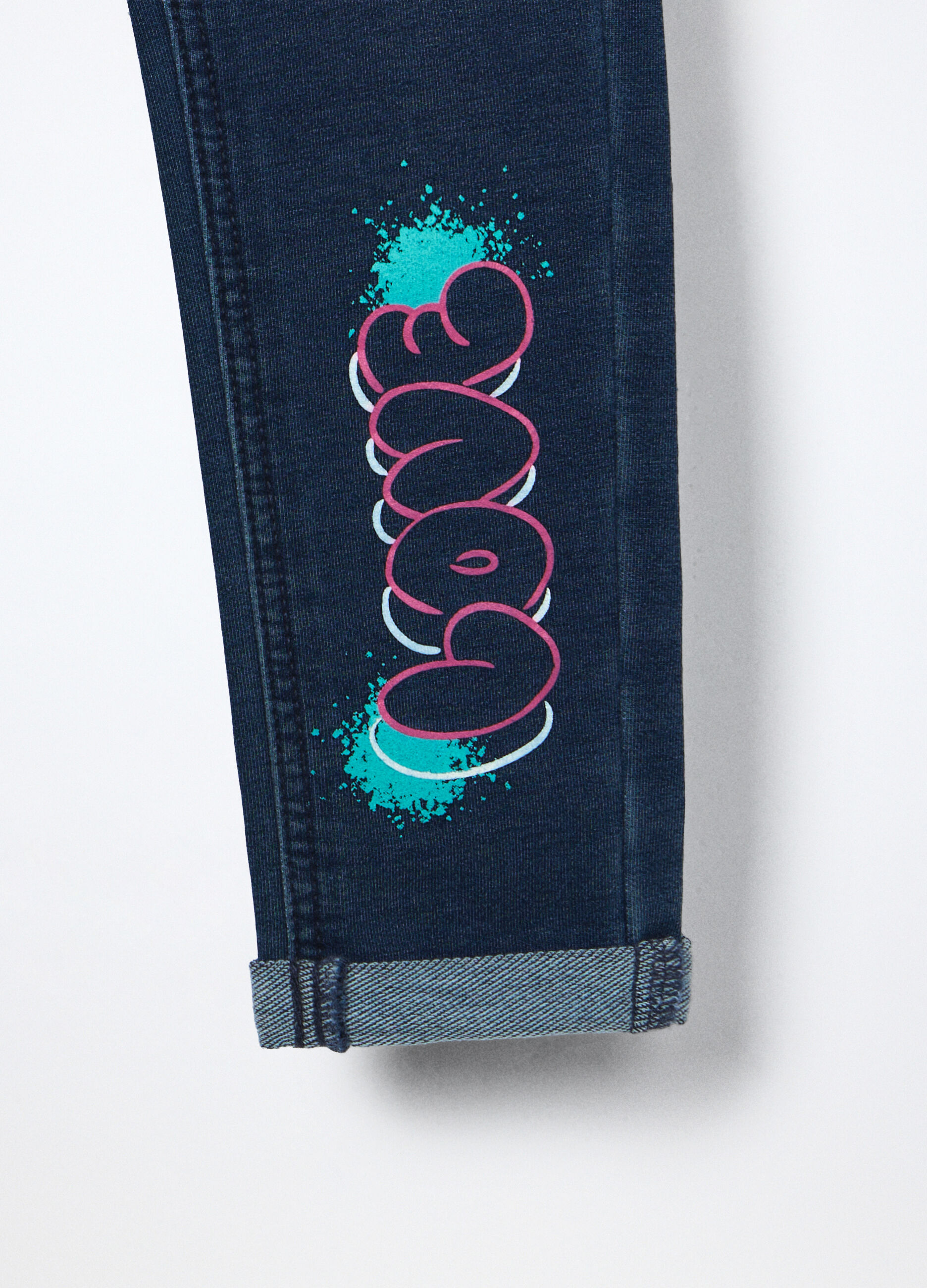 Jeggings in french terry denim misto cotone bambina_2