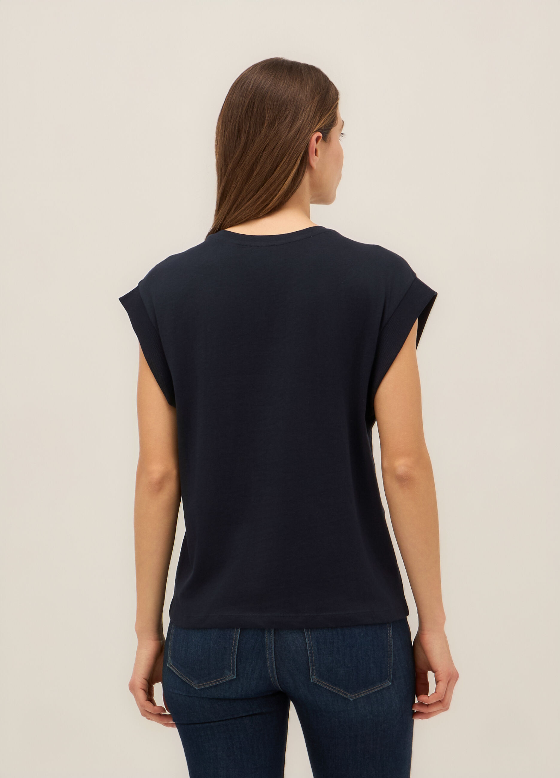 T-shirt in jersey di puro cotone donna_1