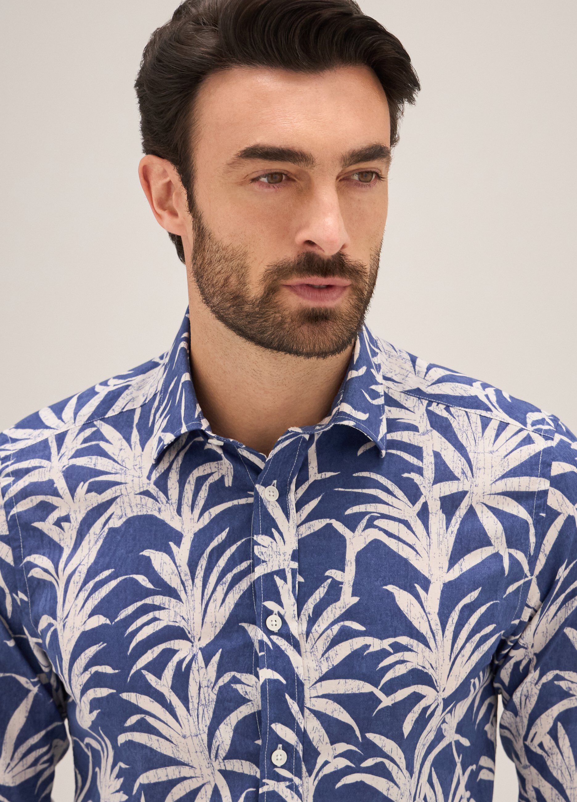 Camicia Rumford stampata in puro cotone uomo_2