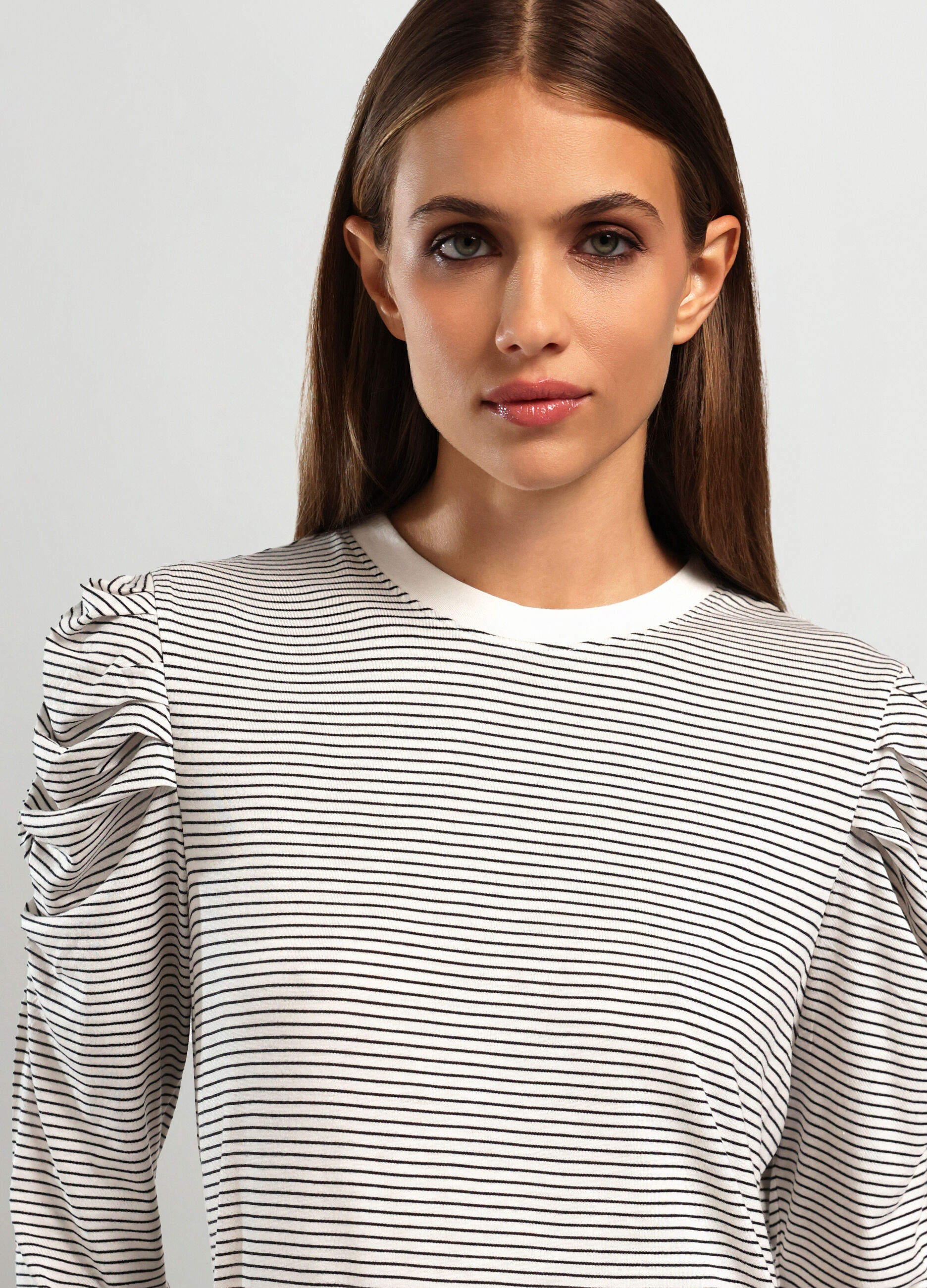 T-shirt a righe misto viscosa donna_2