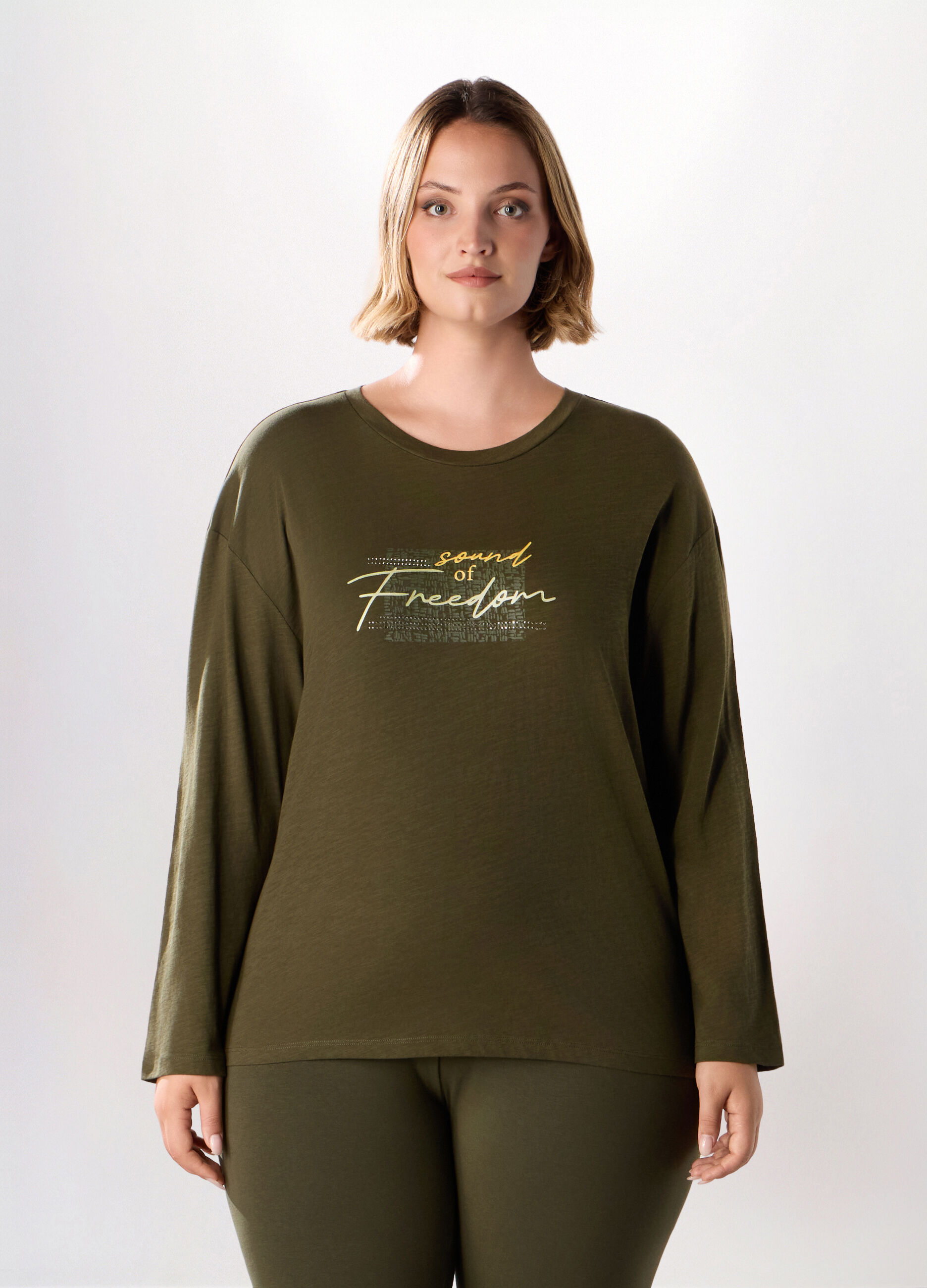 T-shirt in jersey di puro cotone slub donna curvy_0