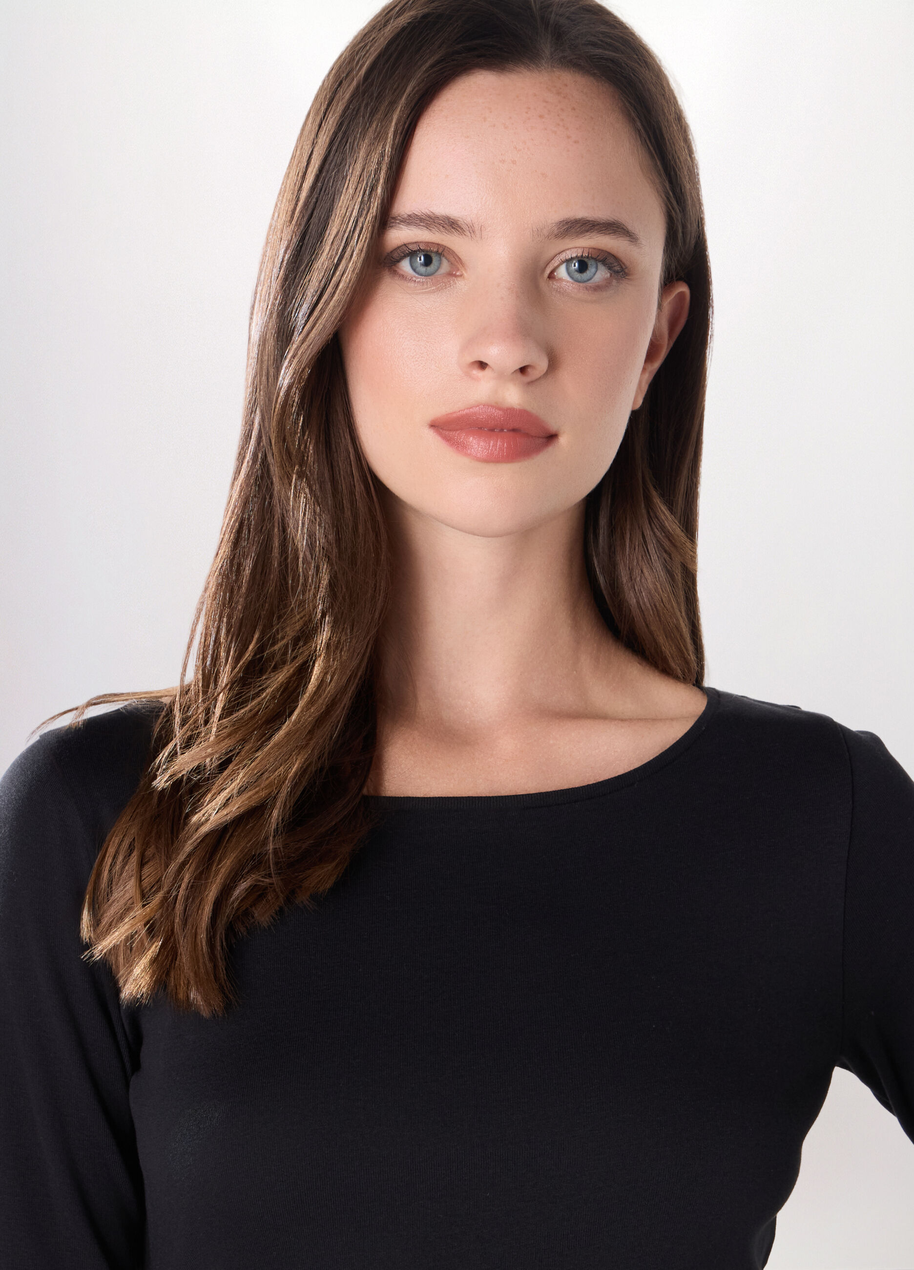 T-shirt in costina di puro cotone donna_2