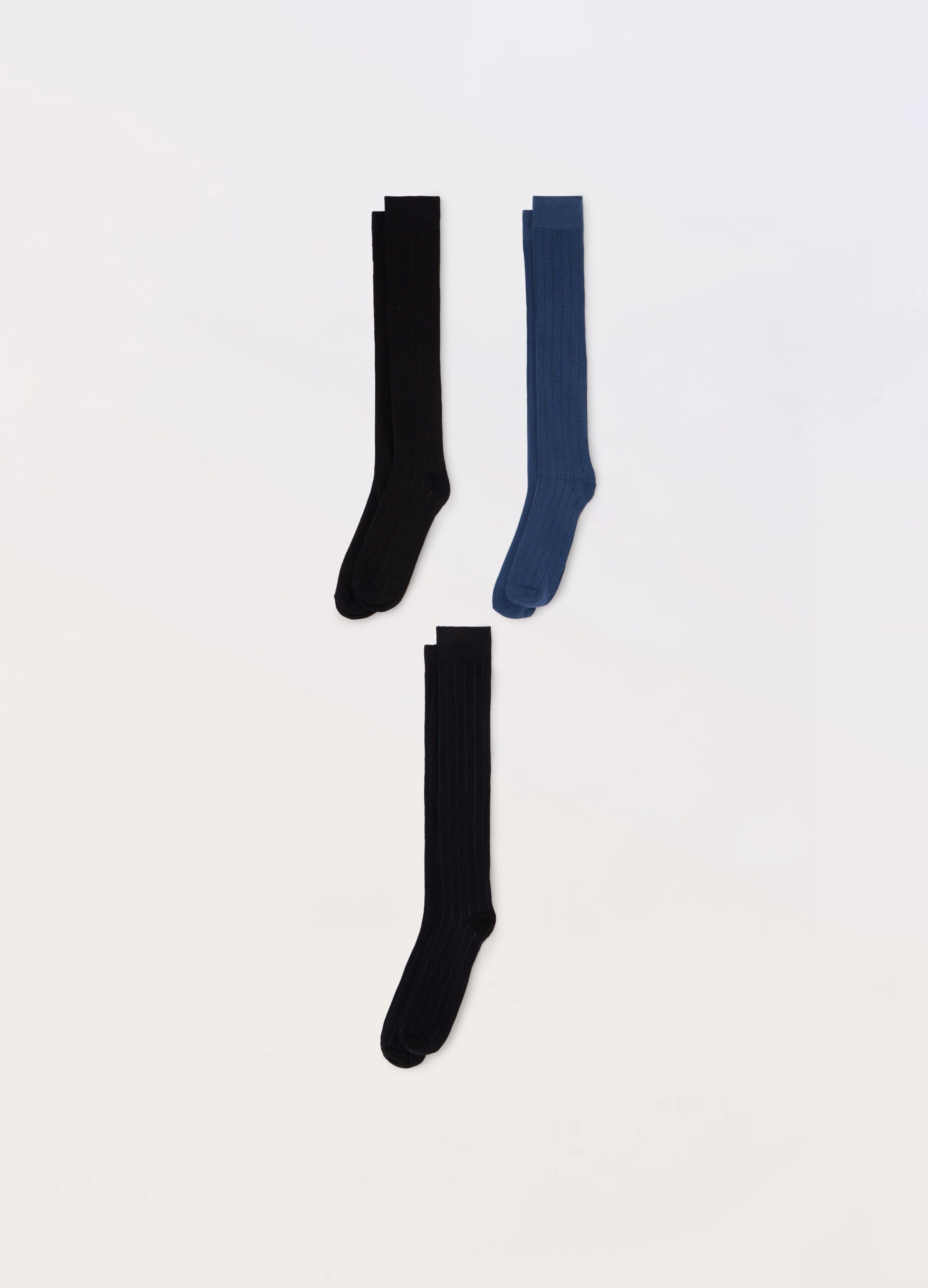Calze lunghe in cotone stretch a coste uomo_0