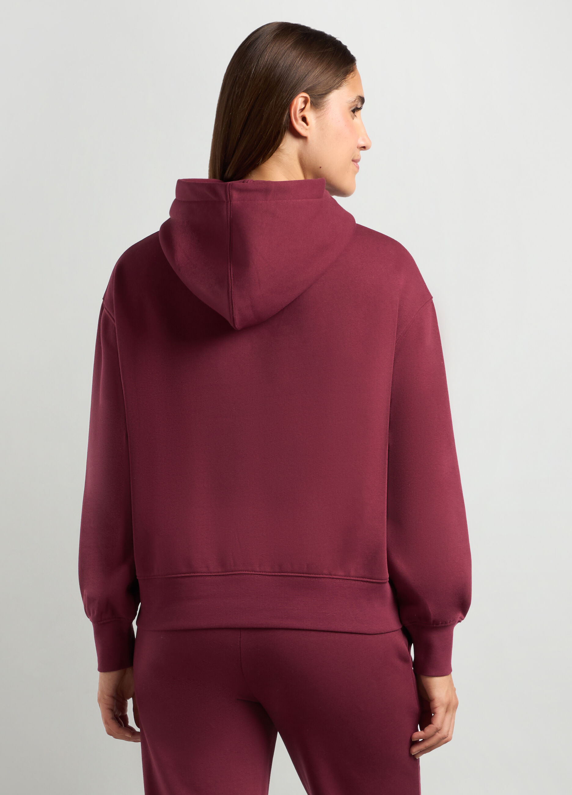 Felpa misto cotone con cappuccio fitness donna _1