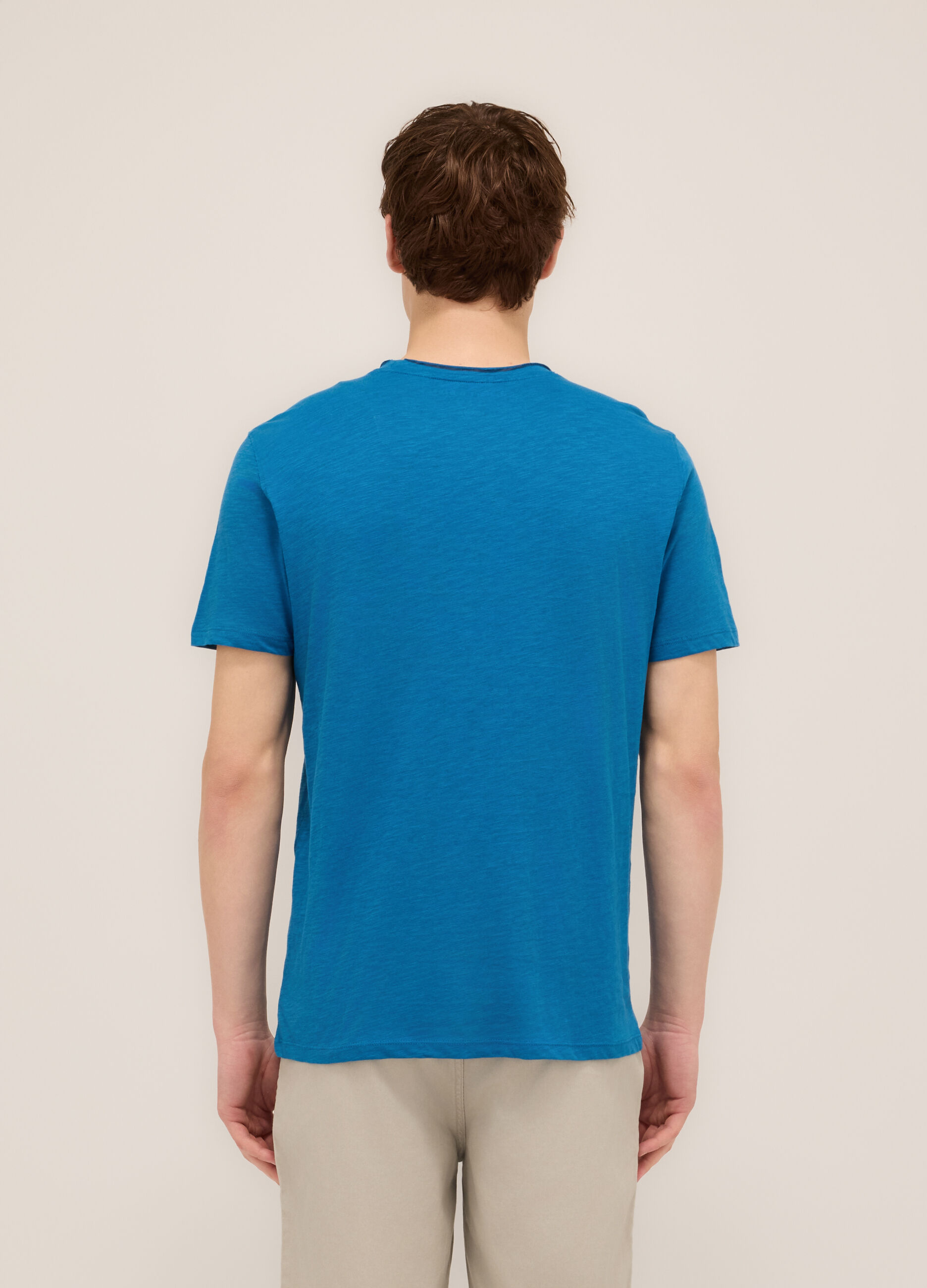 T-shirt girocollo in cotone fiammato uomo_1
