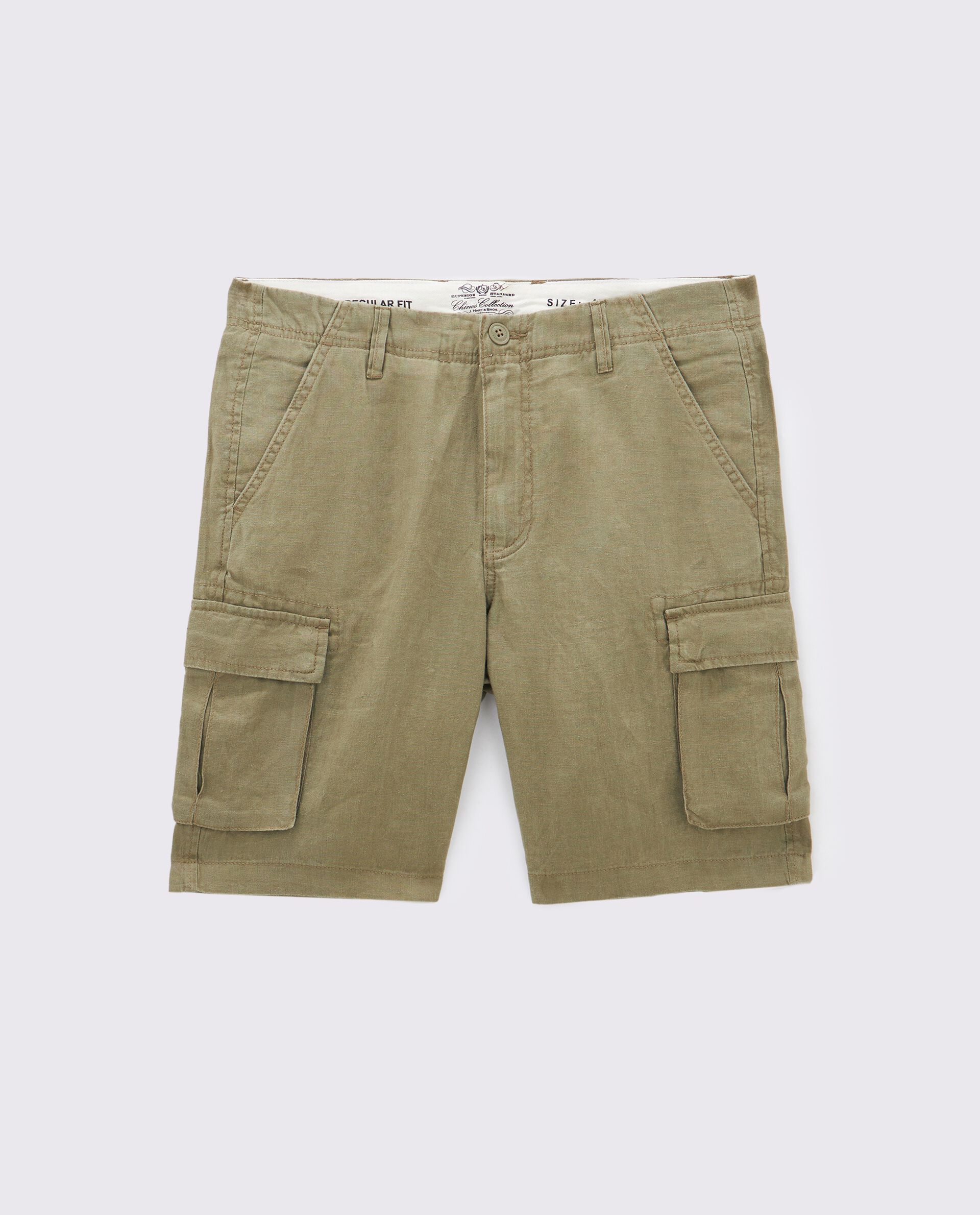 Shorts cargo in puro lino uomo_0
