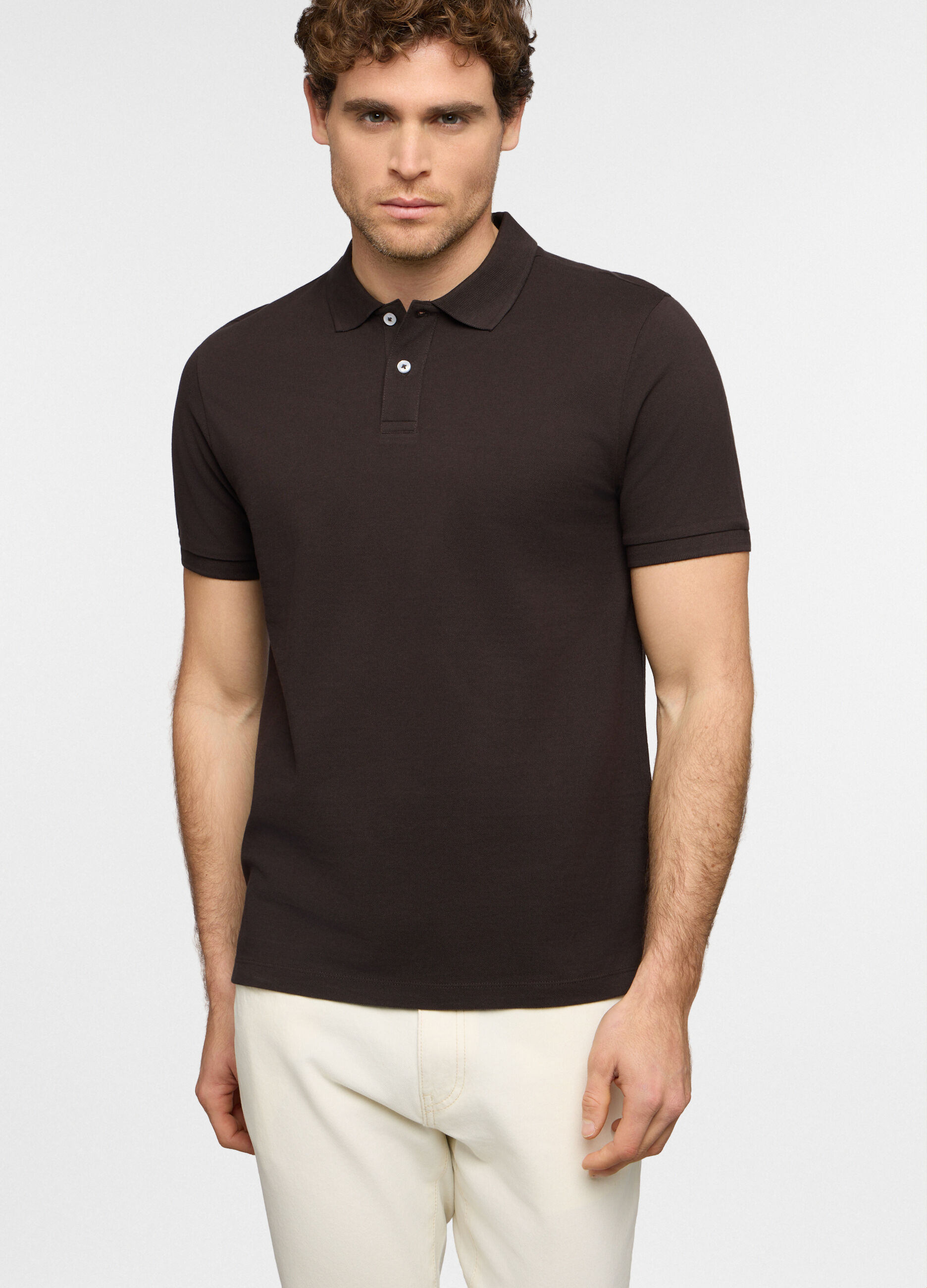 Polo a maniche corte in piquet di cotone uomo_0