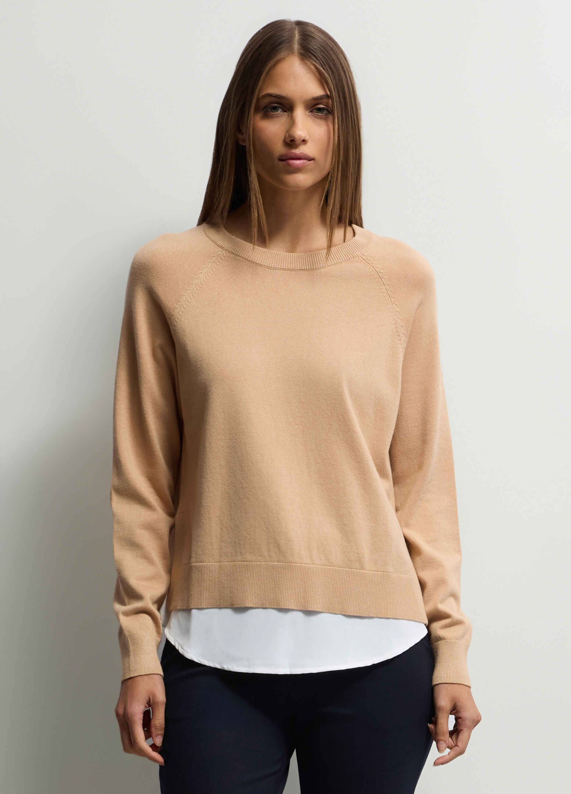 Maglia girocollo rasata donna_0