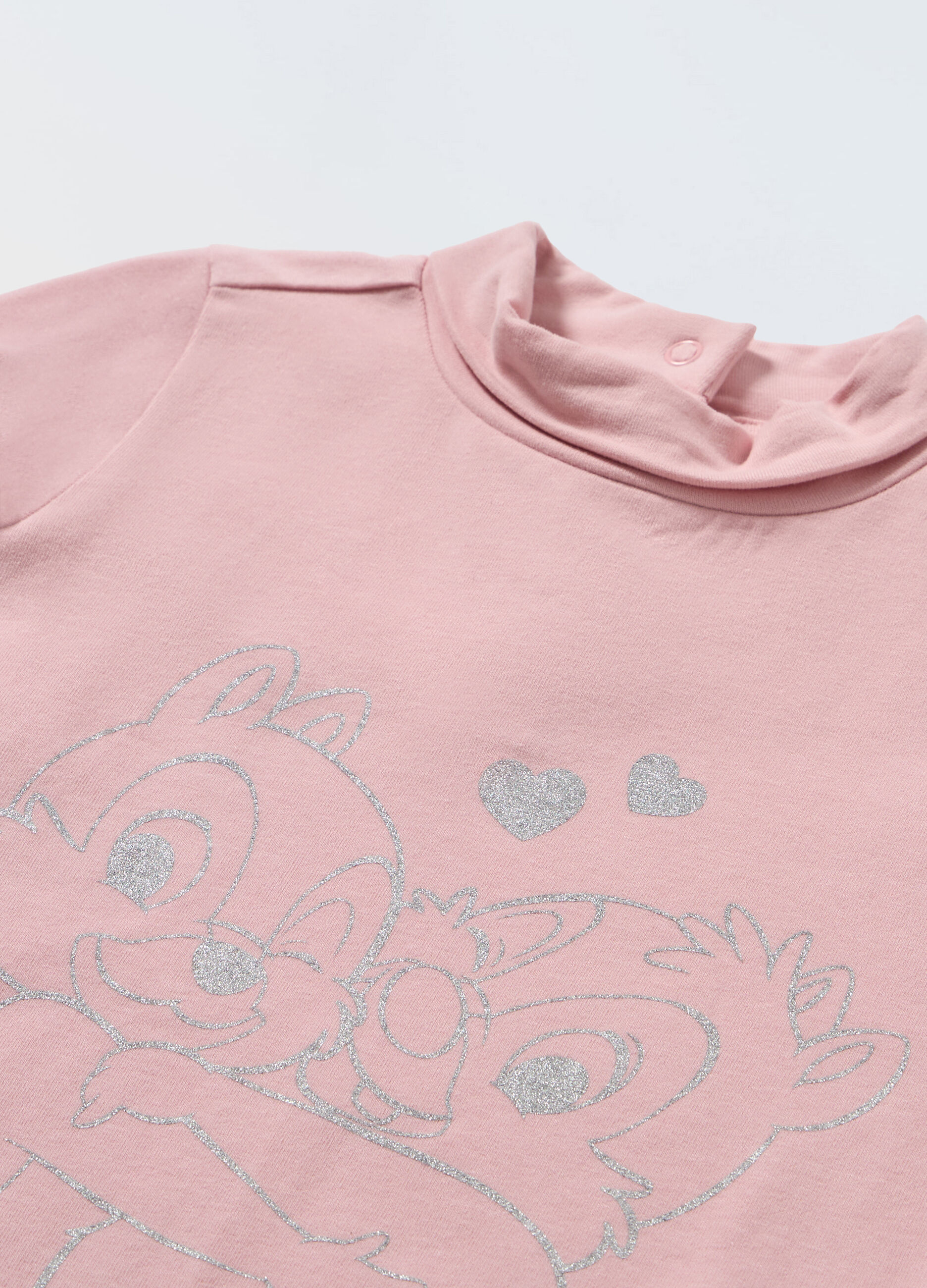 Lupetto in jersey stretch con stampa glitter neonata_1