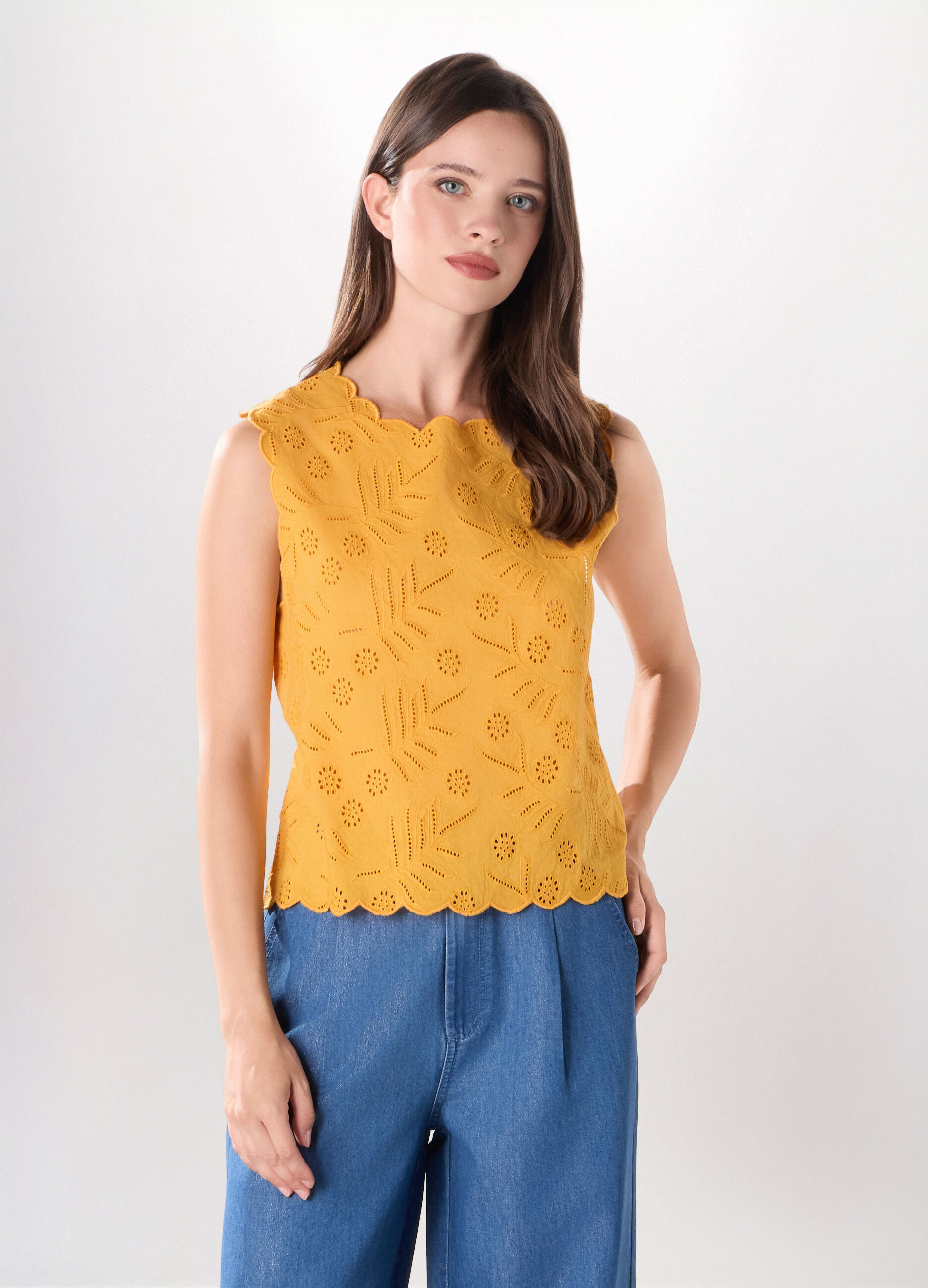 Top cropped in puro cotone donna_0