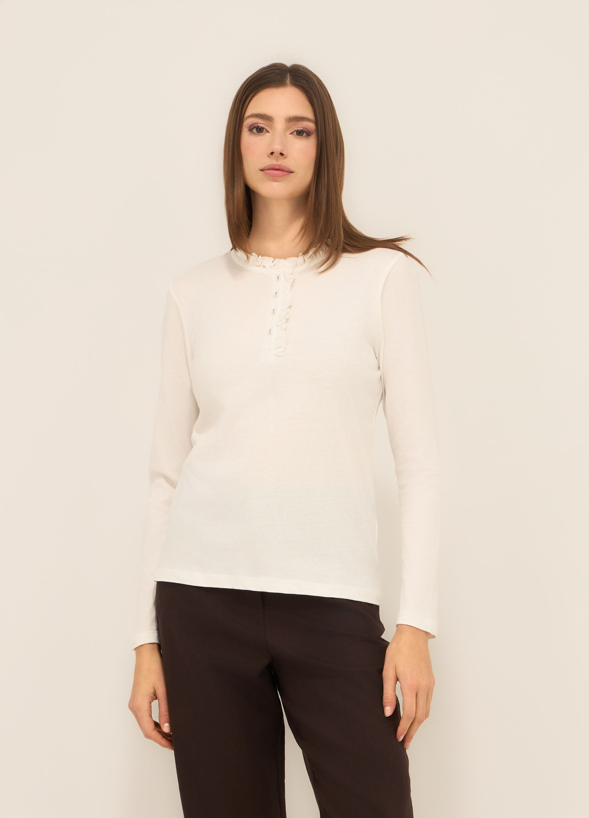 T-shirt in jersey di puro cotone donna_0