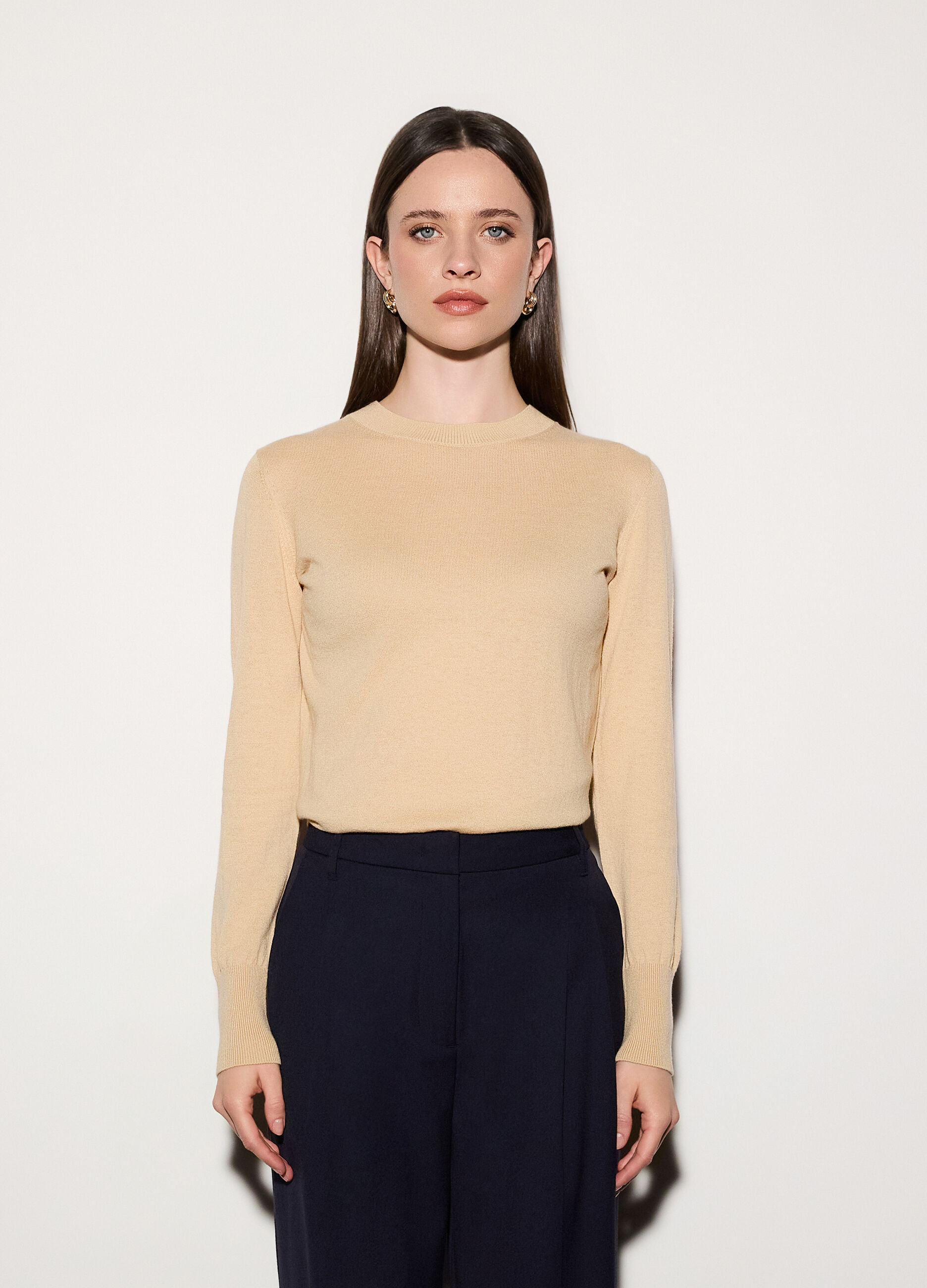 Maglia girocollo rasata donna_1