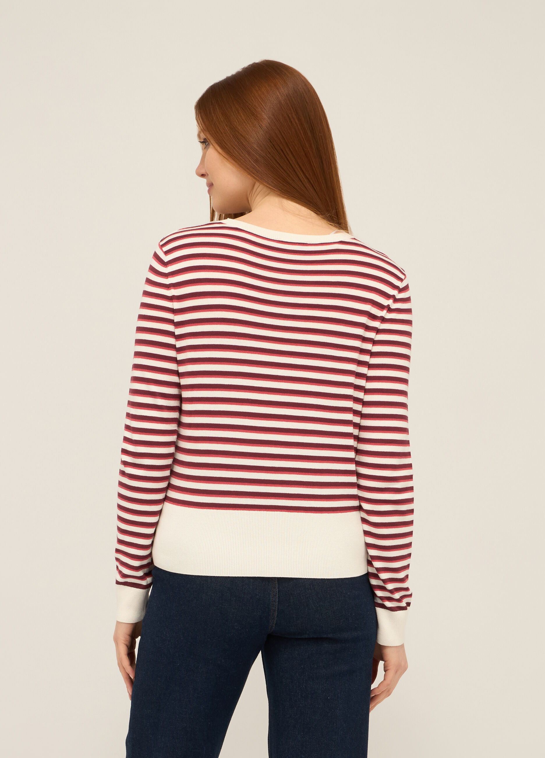 T-shirt misto viscosa con motivo a righe donna_1