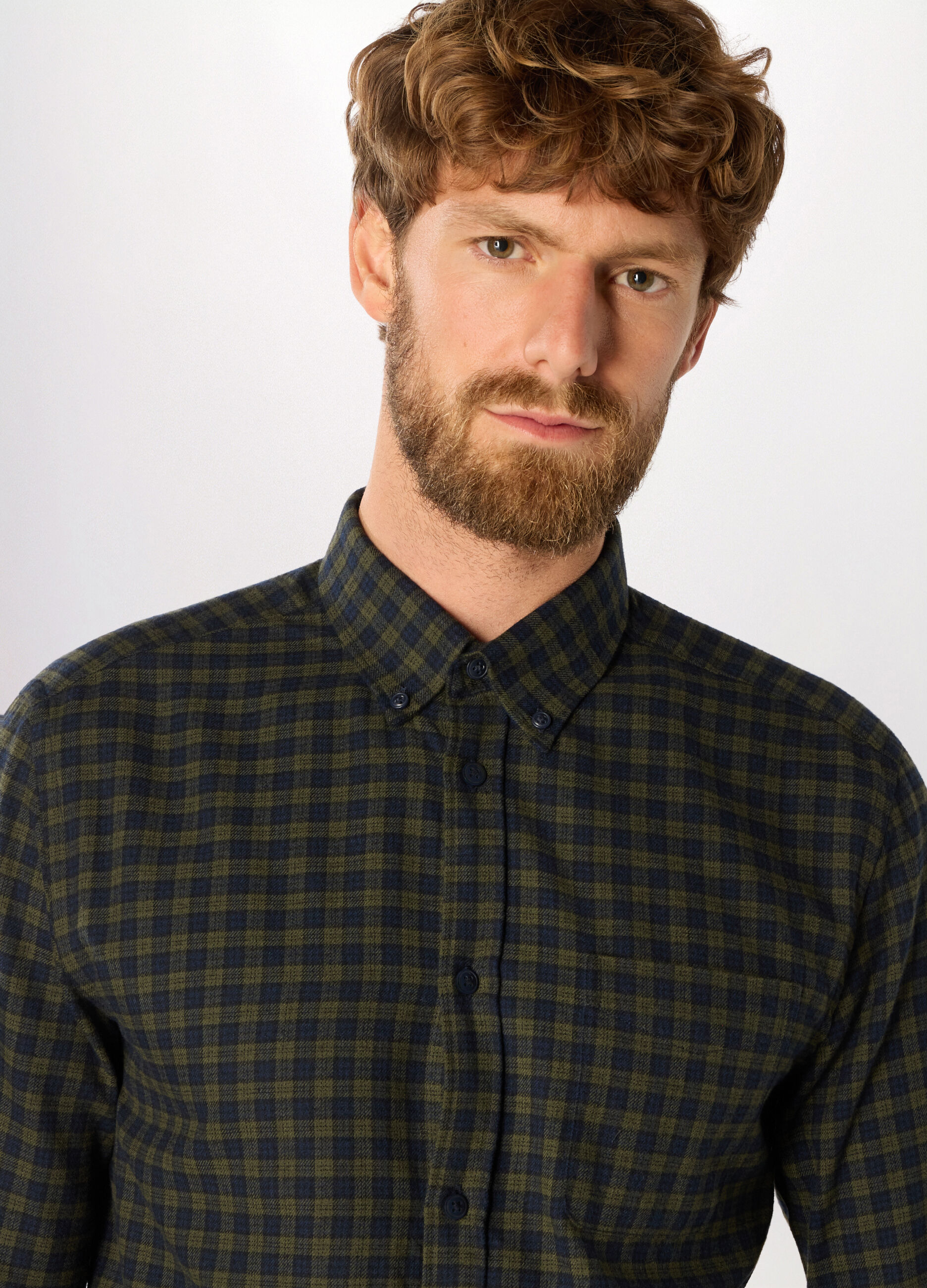 Camicia slim fit in flanella a quadri uomo_2